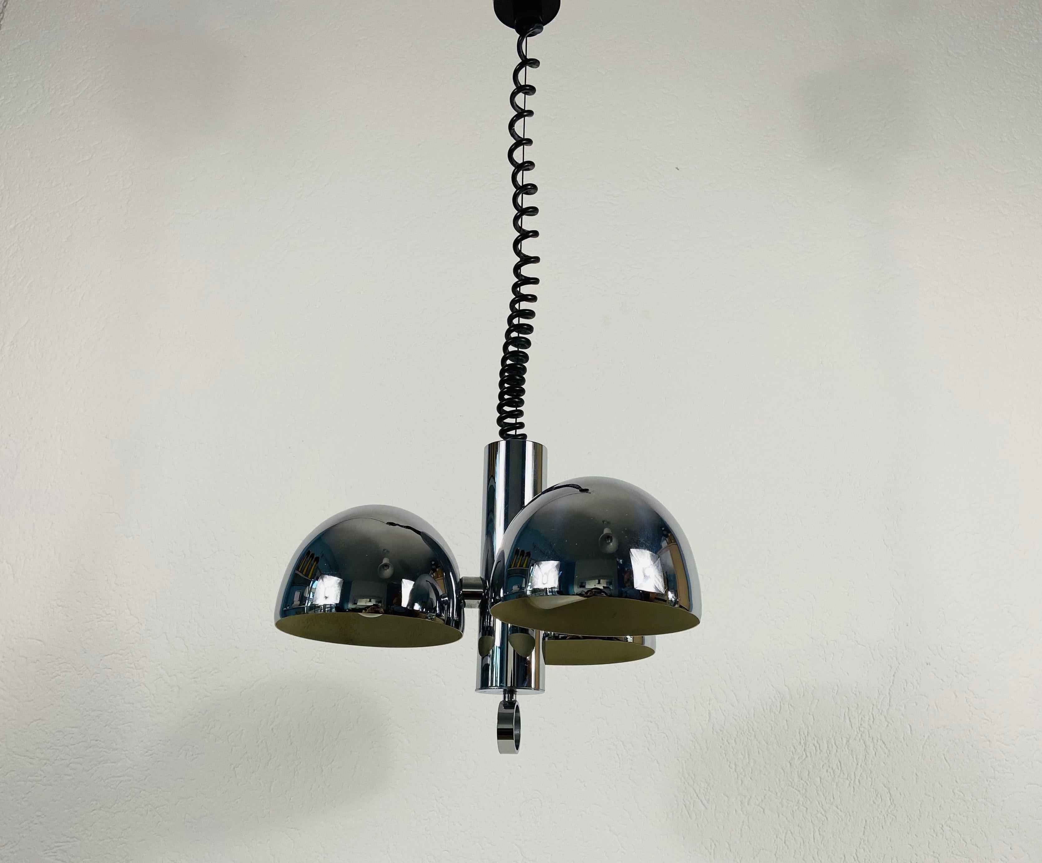 Metal Chrome Space Age Chandelier by Hillebrand, 1960s, Germany For Sale