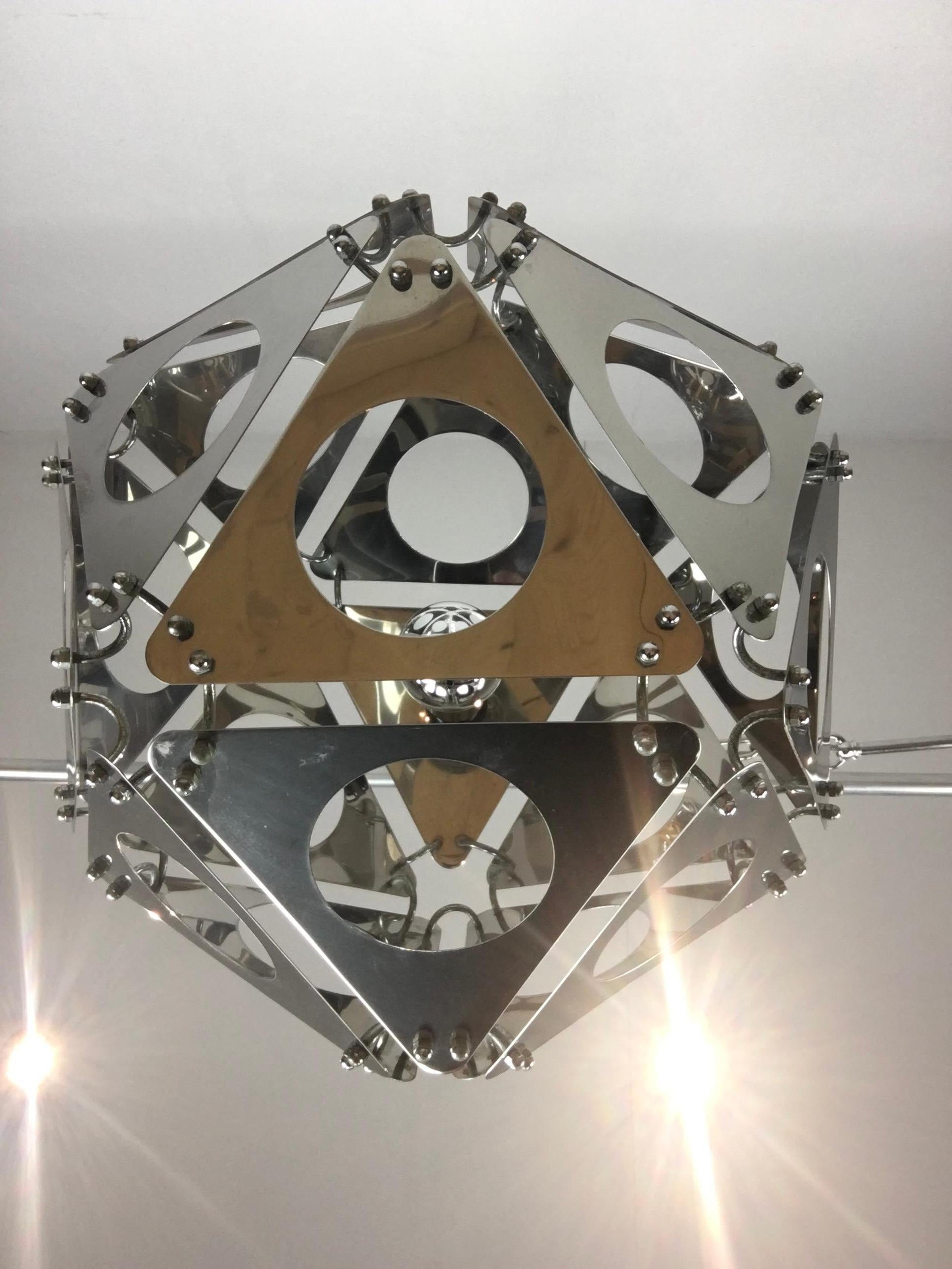 Chrome Space Age Geometric Pendant, 1960s For Sale 4