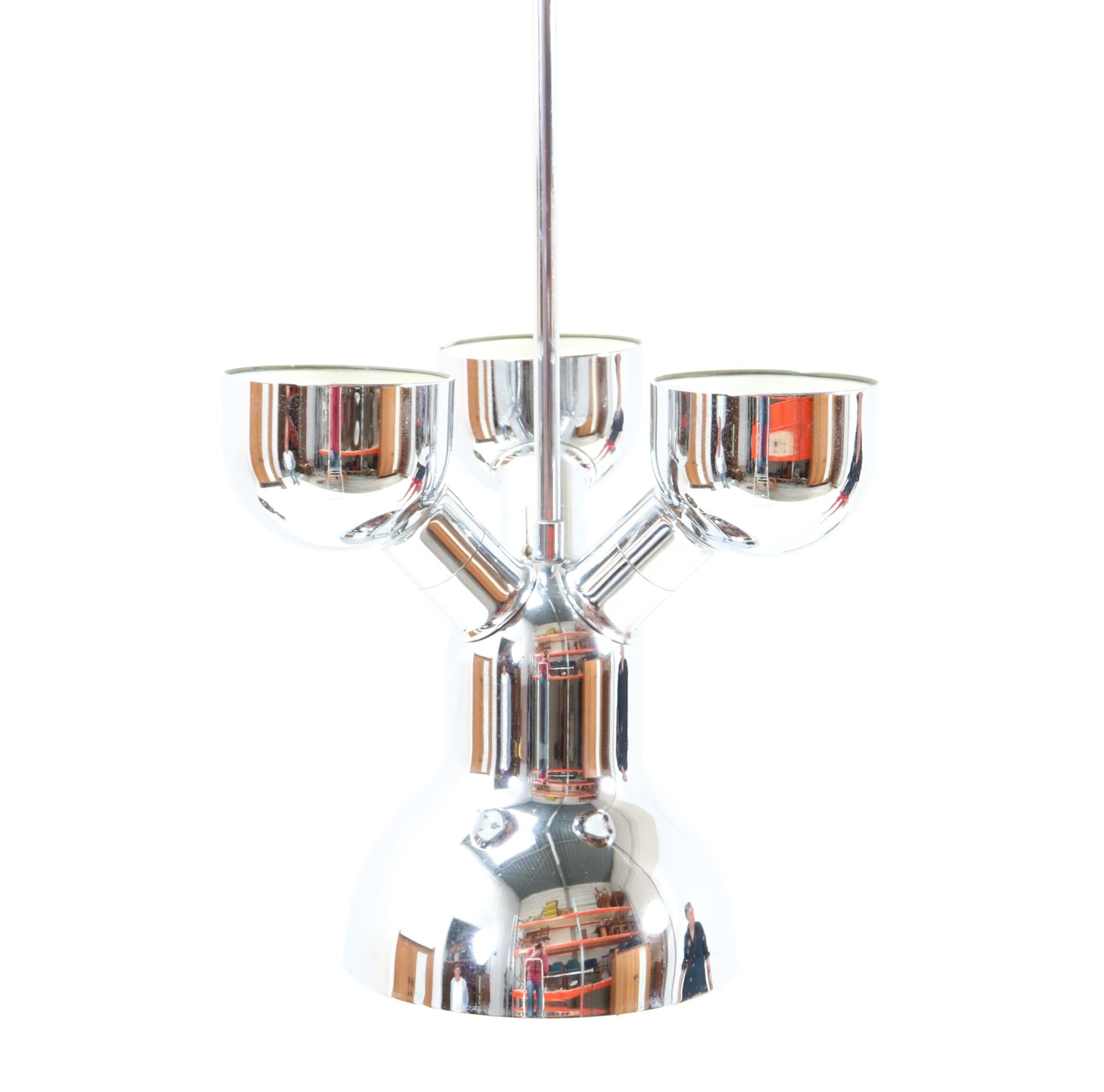Late 20th Century Chrome Space Age Pendant Light by Cosack Leuchten, 1970s For Sale
