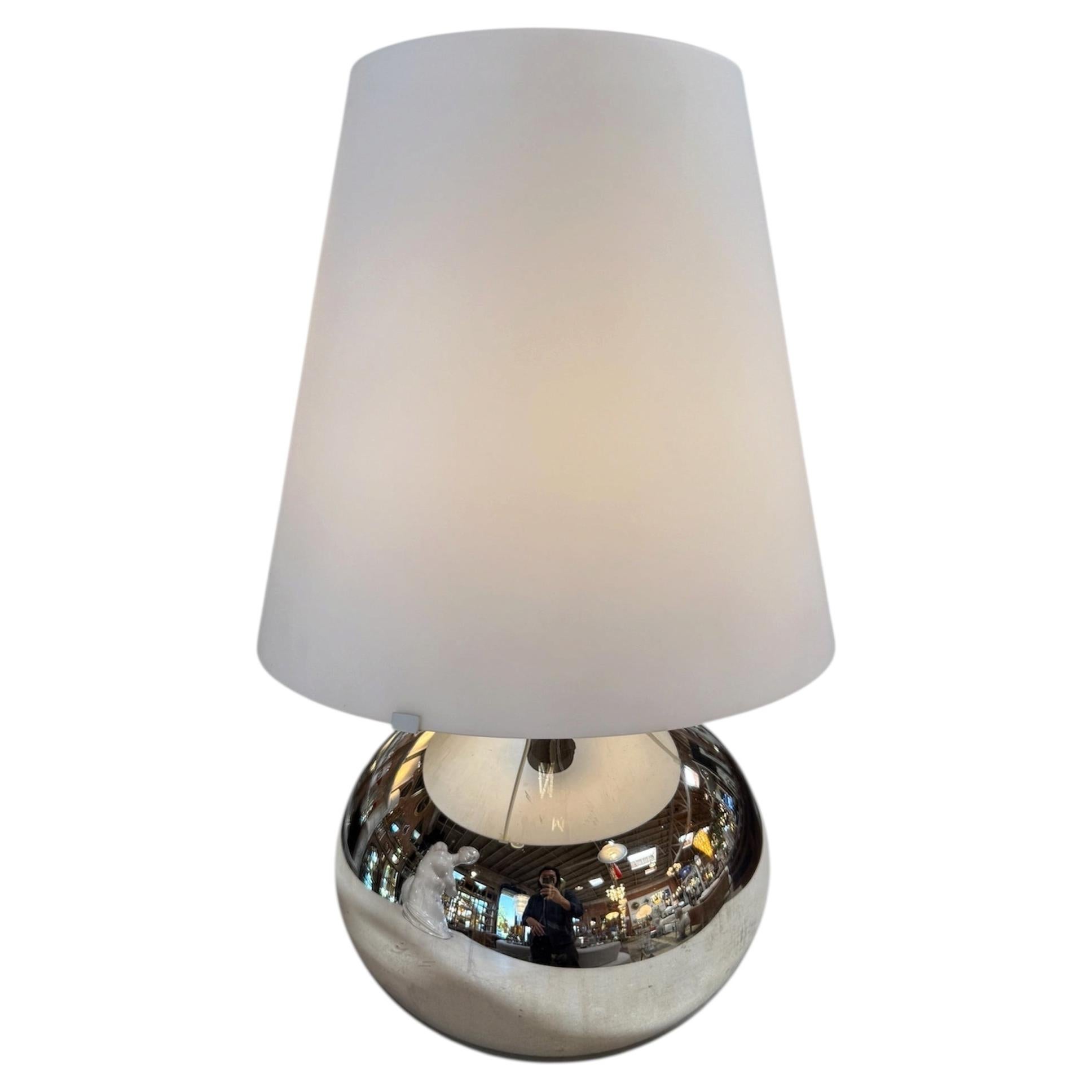 Chrome Sphere Table Lamp Attributed to Fontana Arte, Italy, Circa 1970s