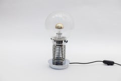 Chrome Spiral Clear Glass Globe Table Lamps, 1970s, Germany