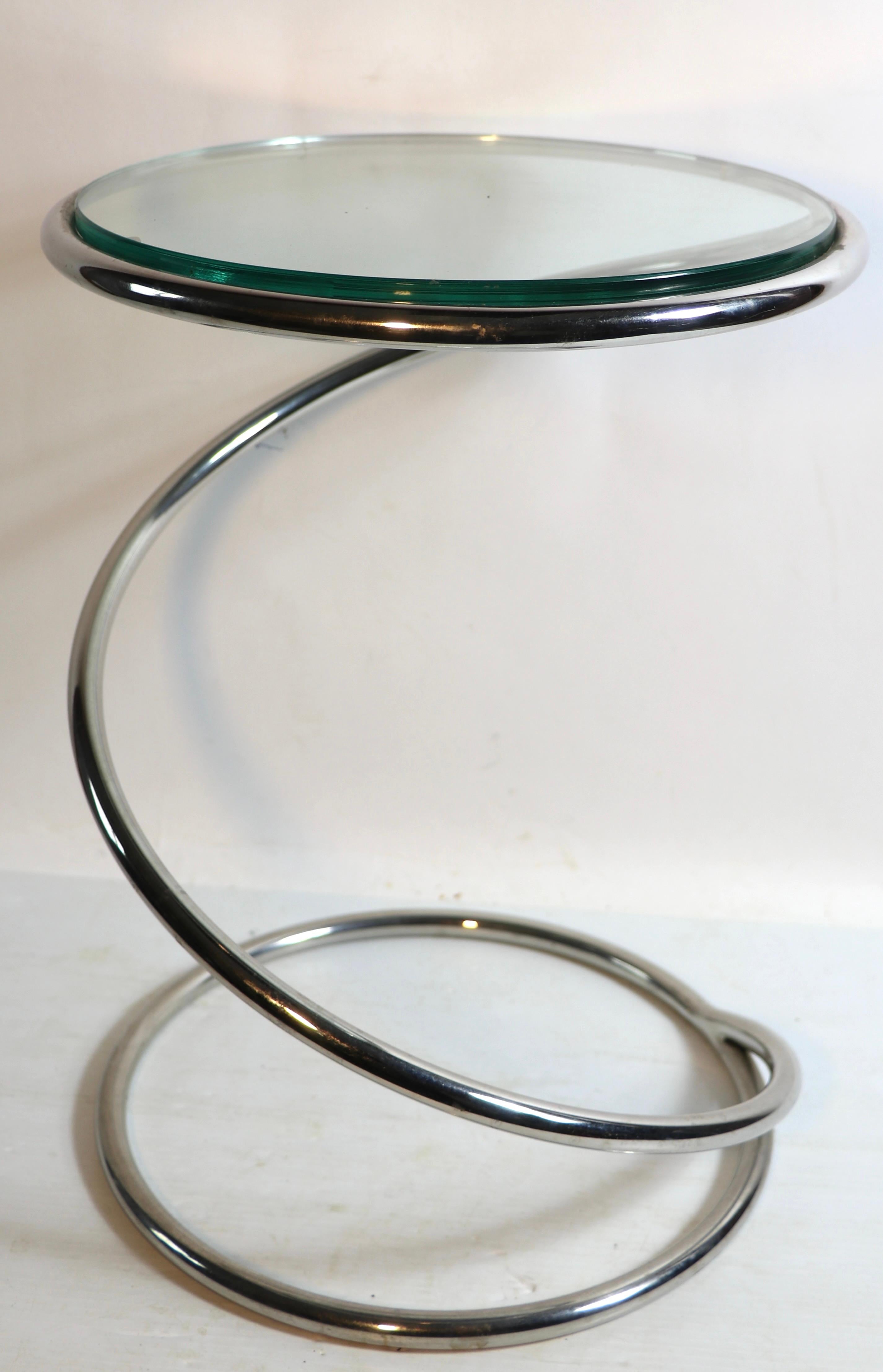 Post-Modern Chrome Spiral Coil Table by Pace For Sale