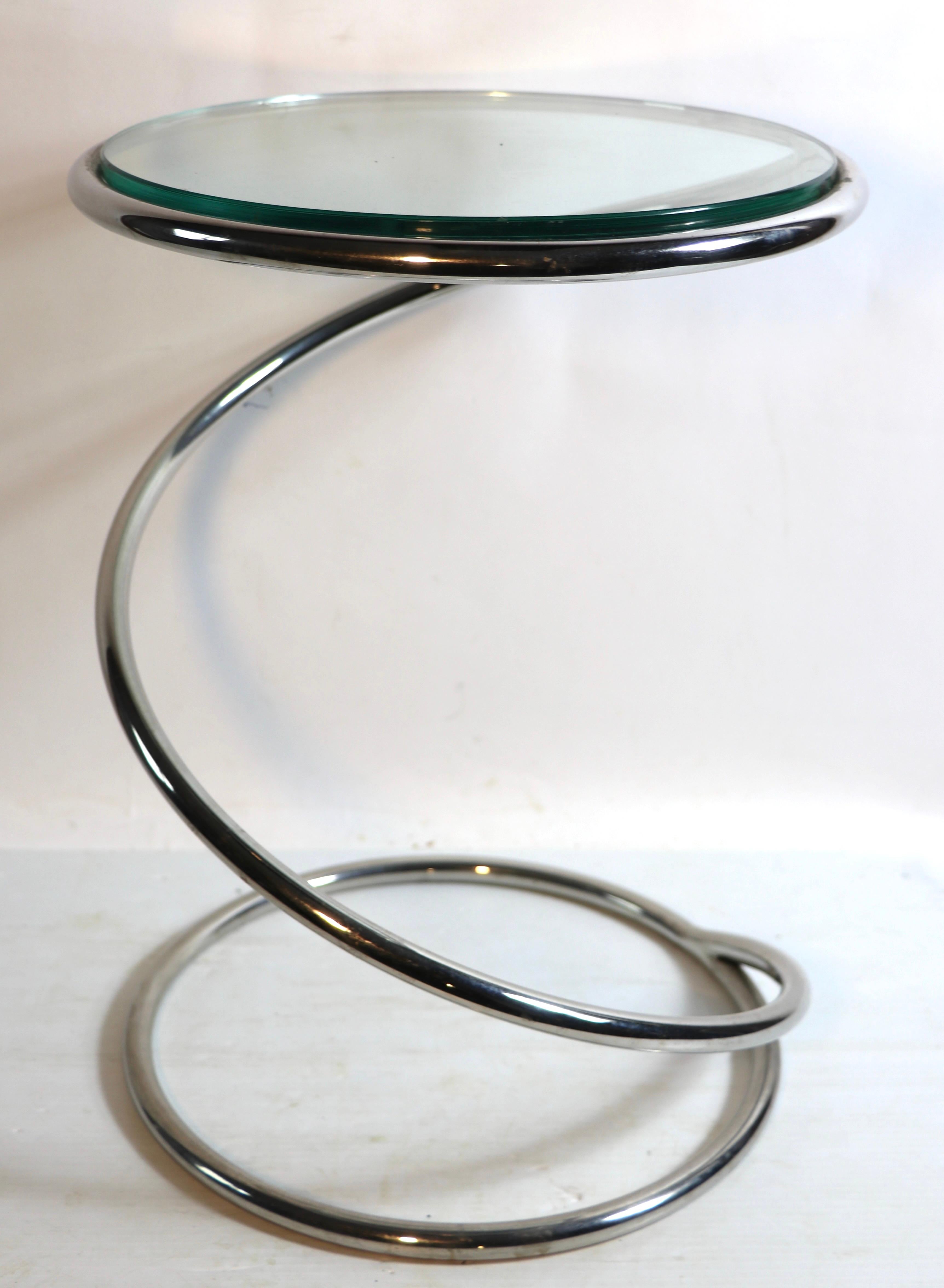 American Chrome Spiral Coil Table by Pace For Sale