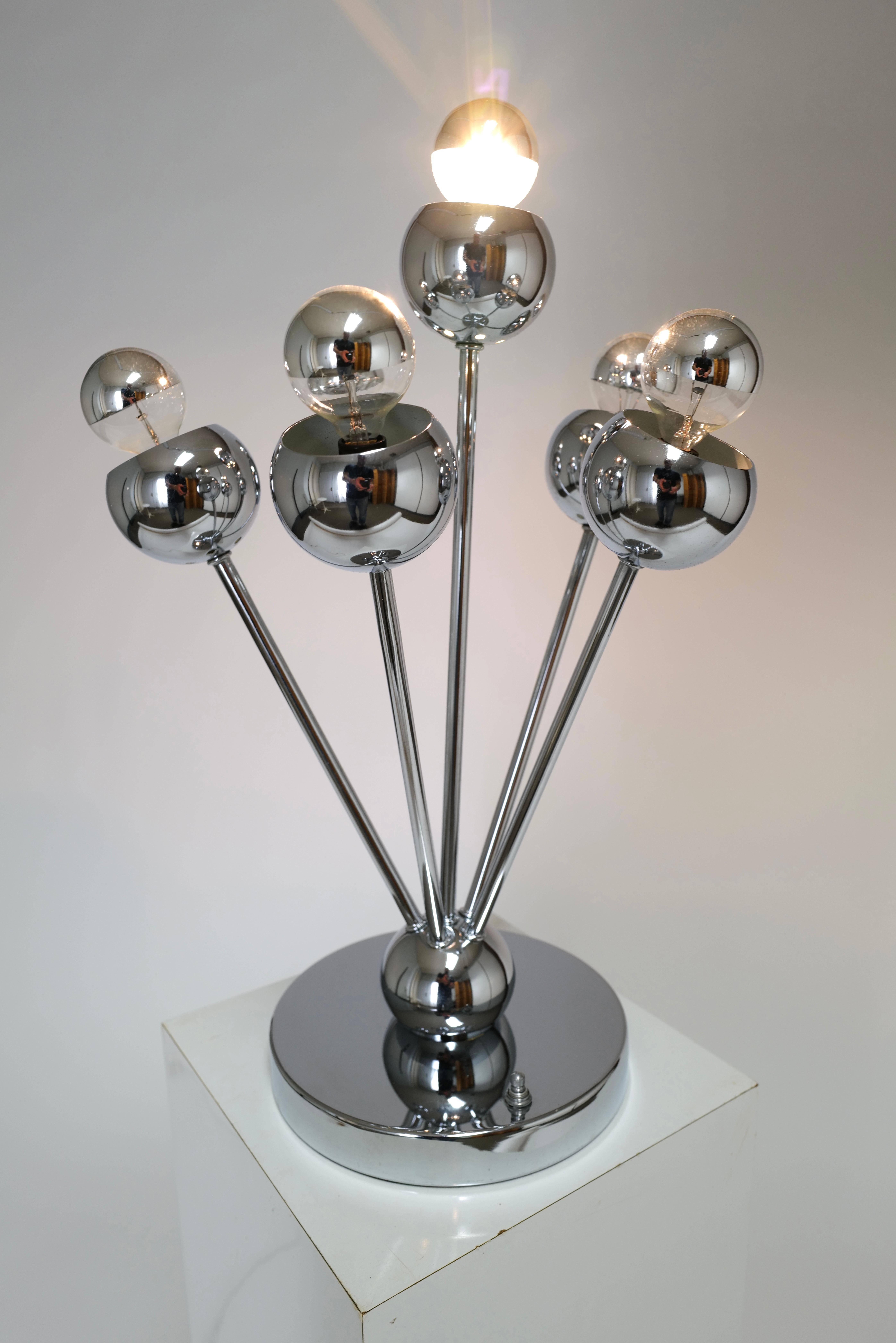 Chrome Sputnik Lamp by Torino For Sale 4