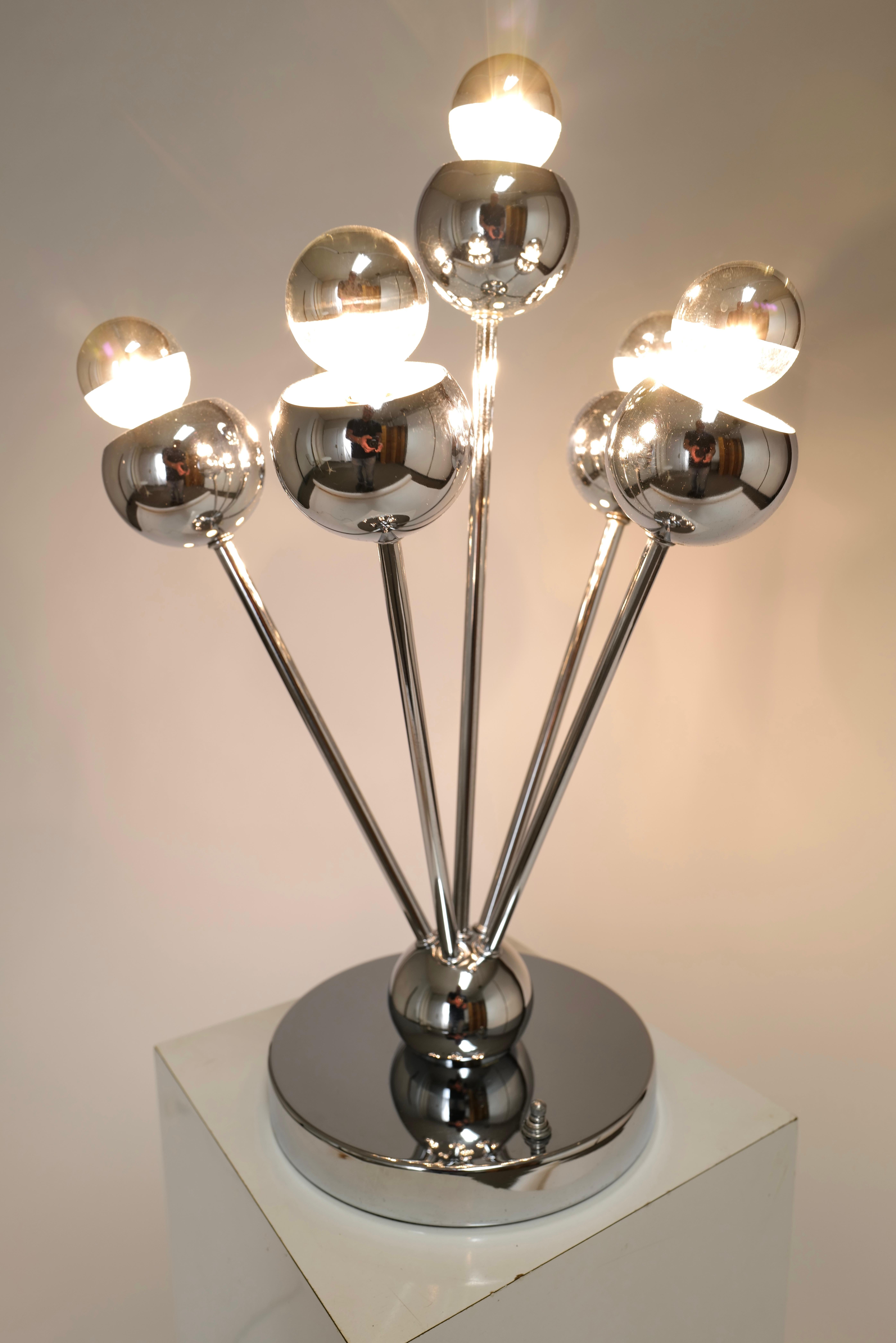 Chrome Sputnik Lamp by Torino For Sale 5