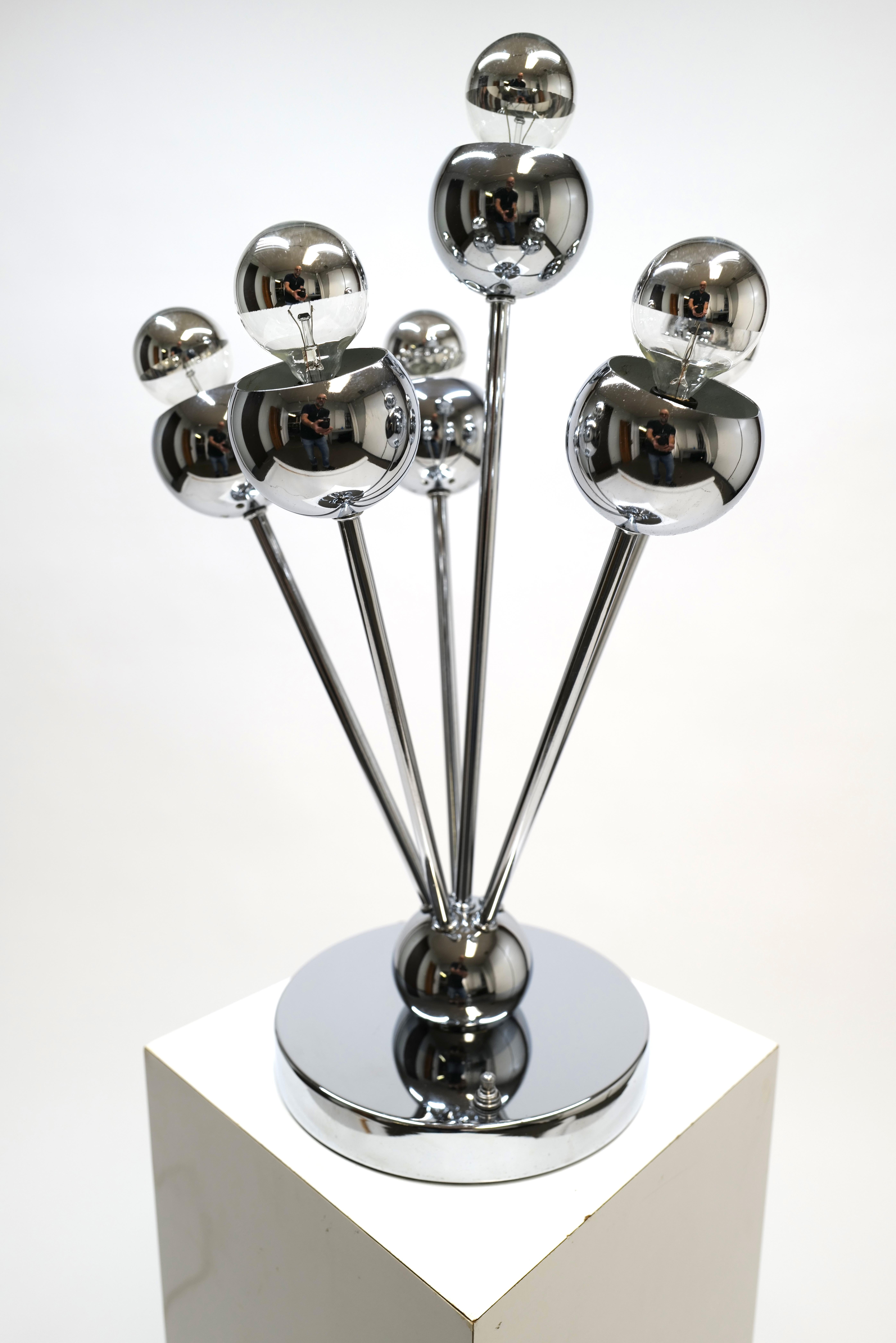 Chrome Sputnik Lamp by Torino For Sale 8
