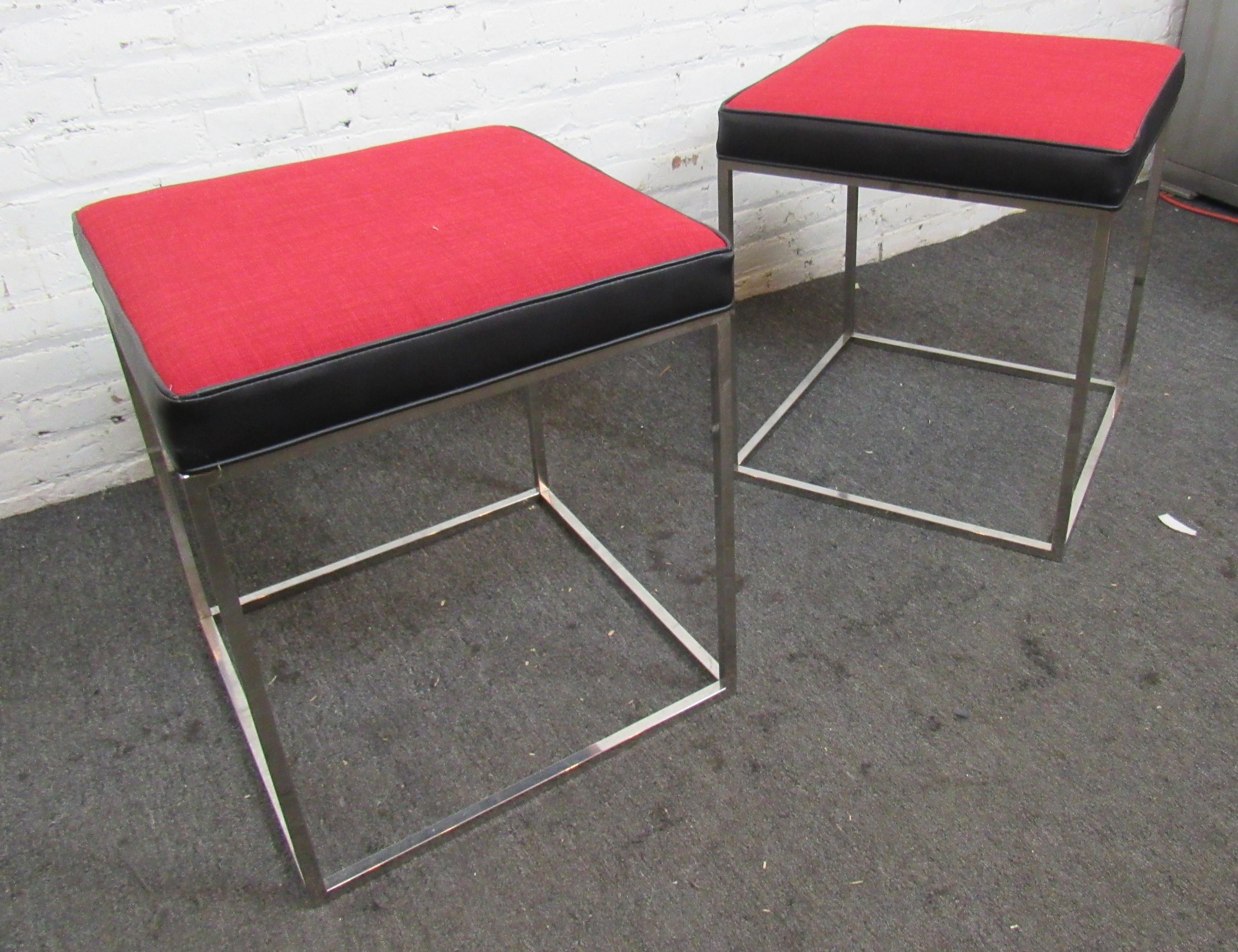Mid-Century Modern Chrome Square Benches For Sale