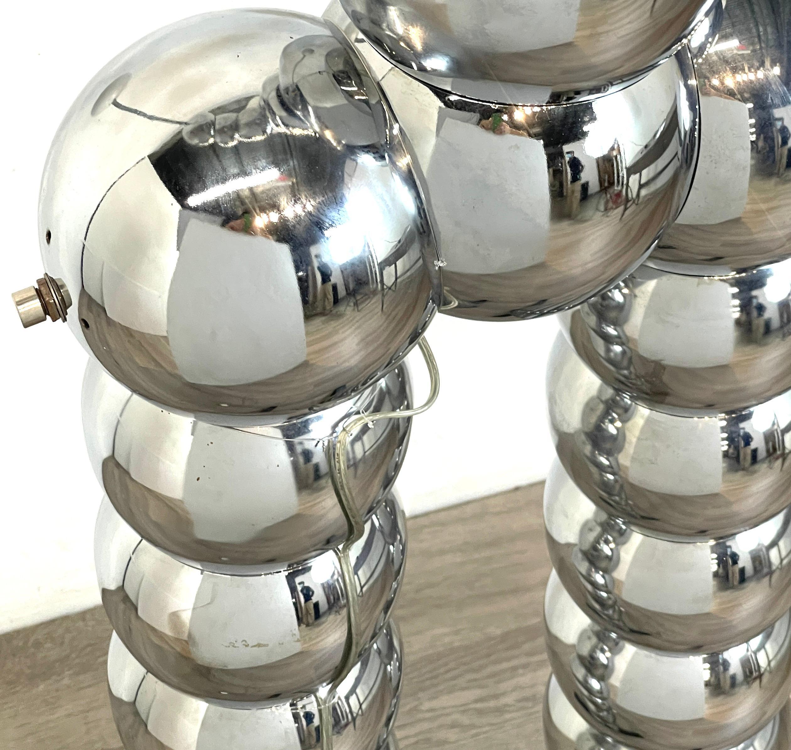 Chrome Stacked Ball Articulated Robot Floor Lamp Attributed to George Kovacs 1