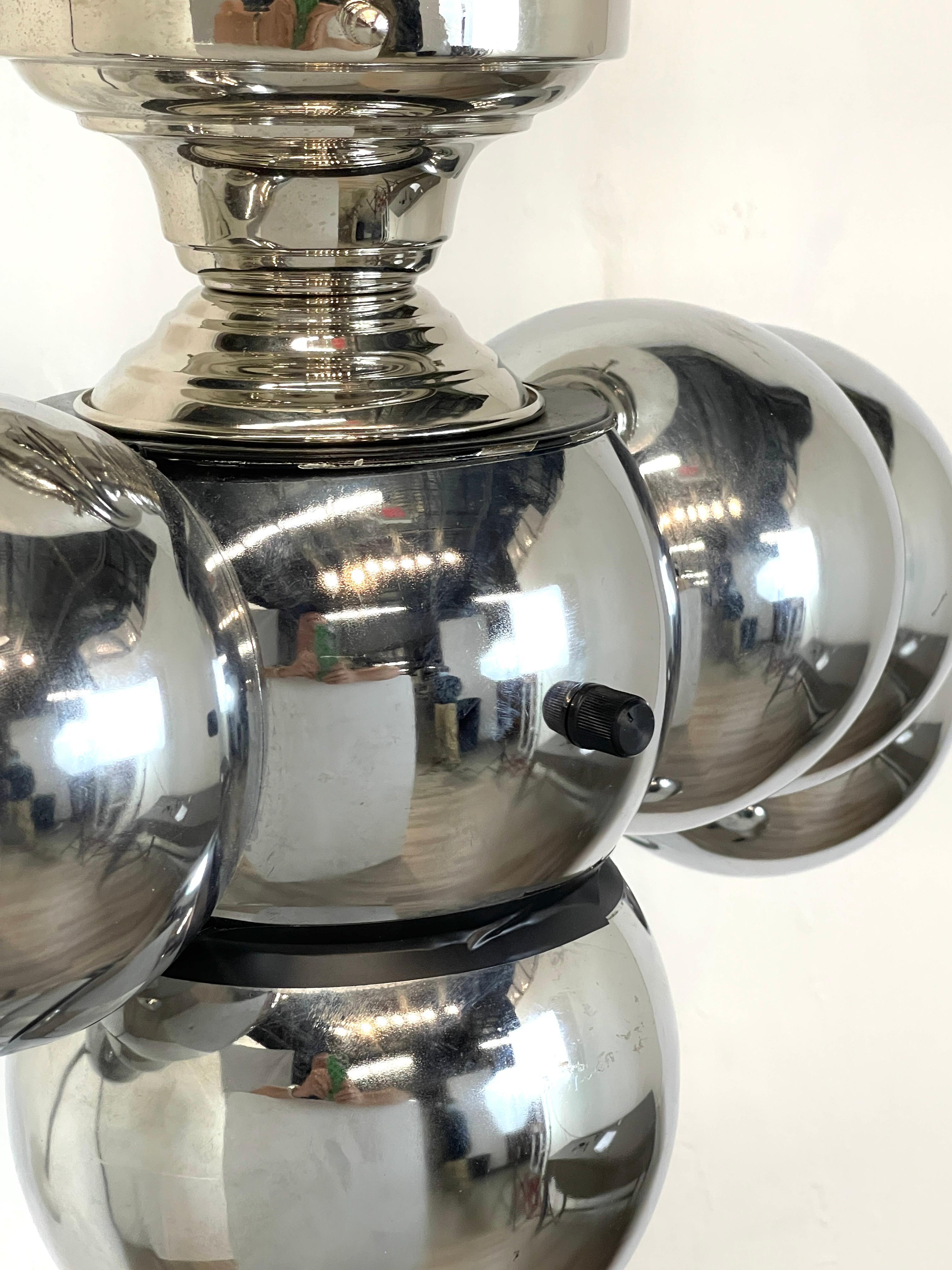 Chrome Stacked Ball Articulated Robot Floor Lamp Attributed to George Kovacs 2