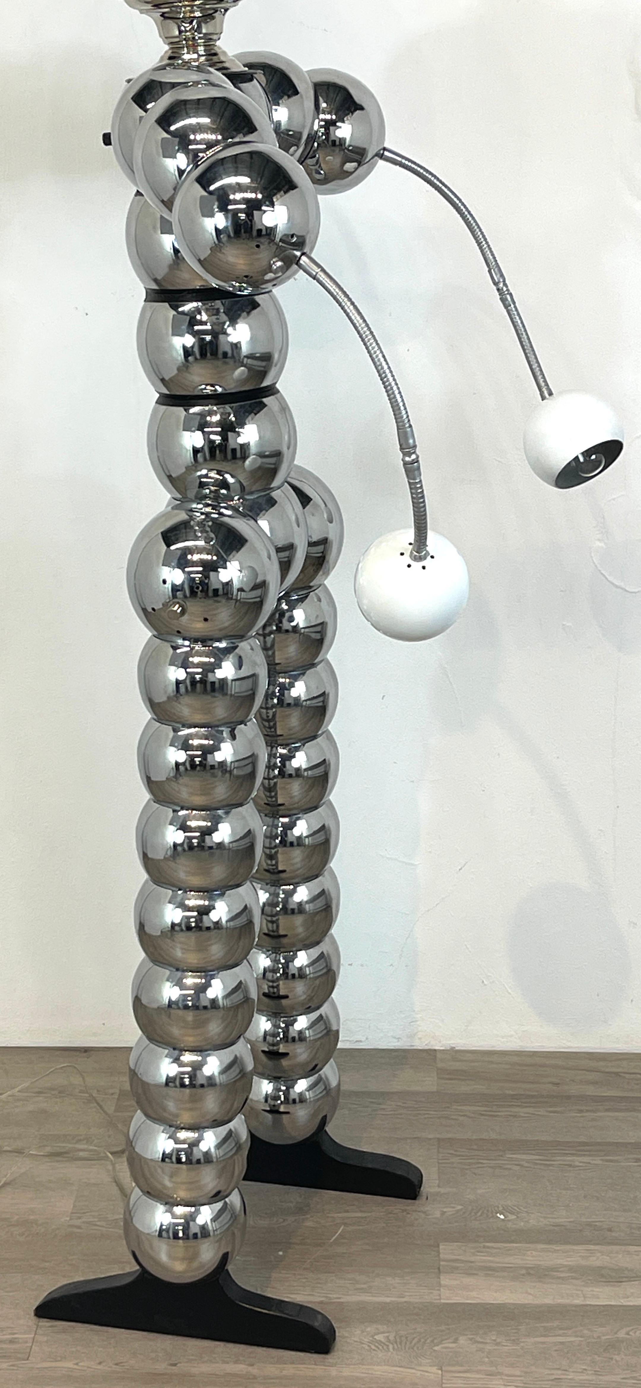 Chrome Stacked Ball Articulated Robot Floor Lamp Attributed to George Kovacs 4