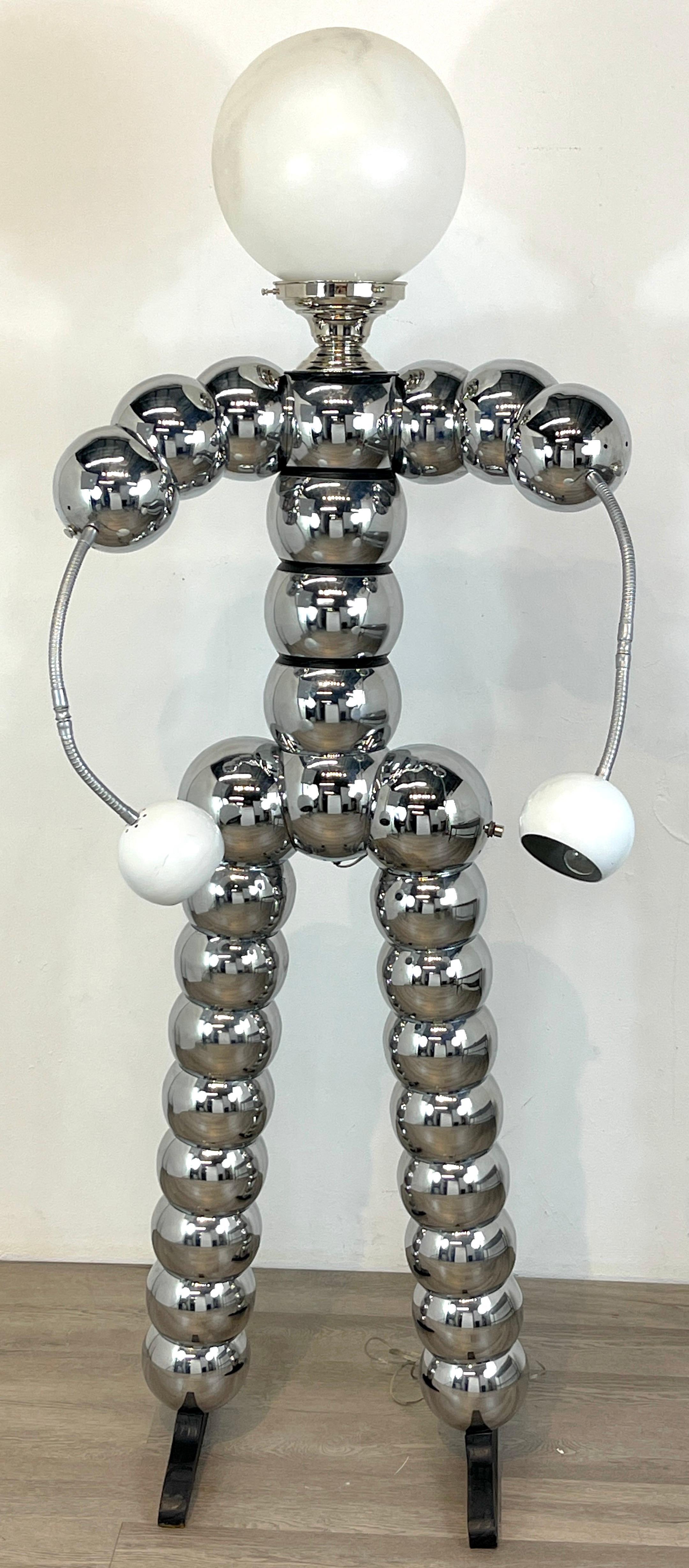Chrome Stacked Ball Articulated Robot Floor Lamp Attributed to George Kovacs 6