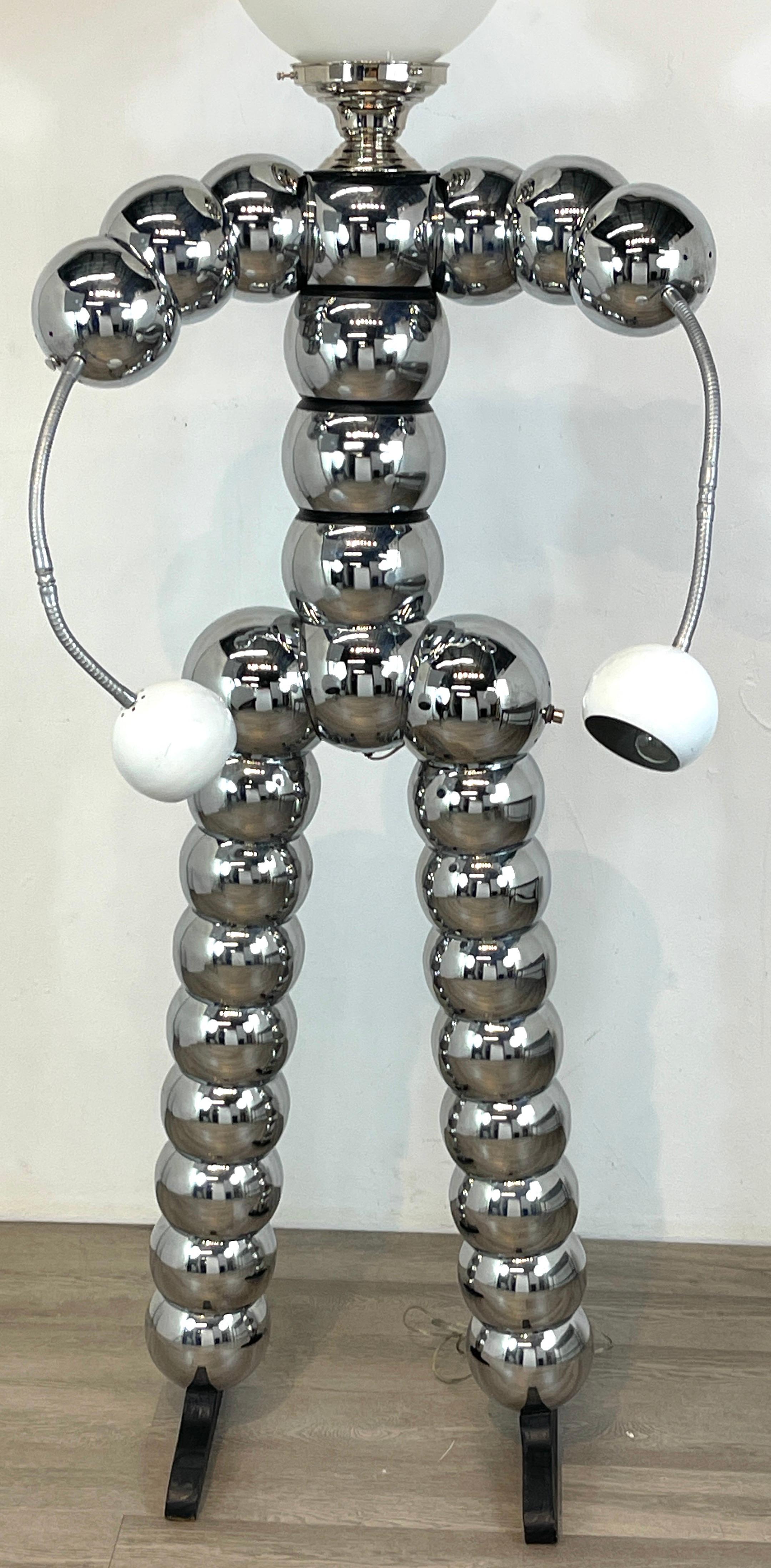 Chrome Stacked Ball Articulated Robot Floor Lamp Attributed to George Kovacs 7