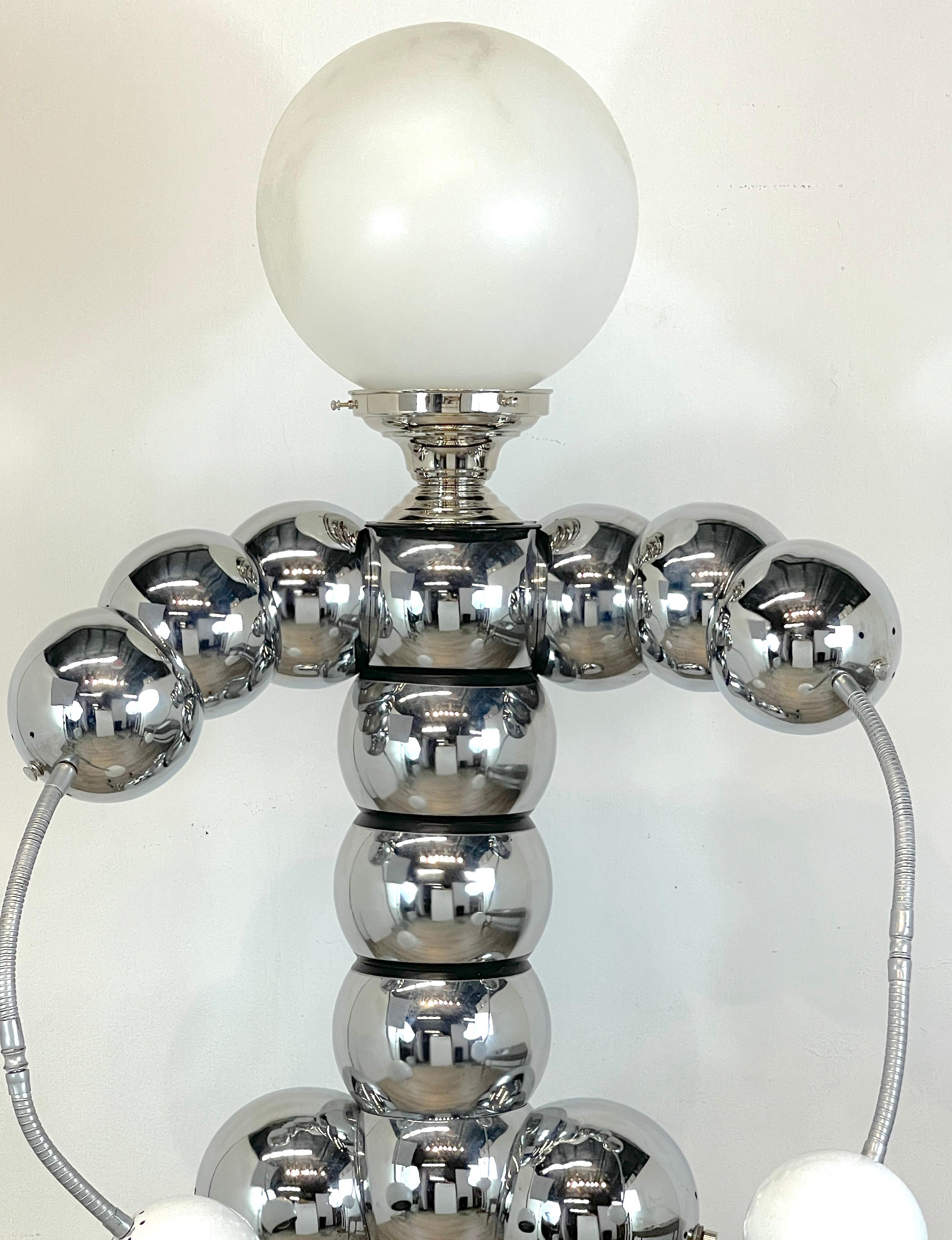 Chrome Stacked Ball Articulated Robot Floor Lamp Attributed to George Kovacs 8