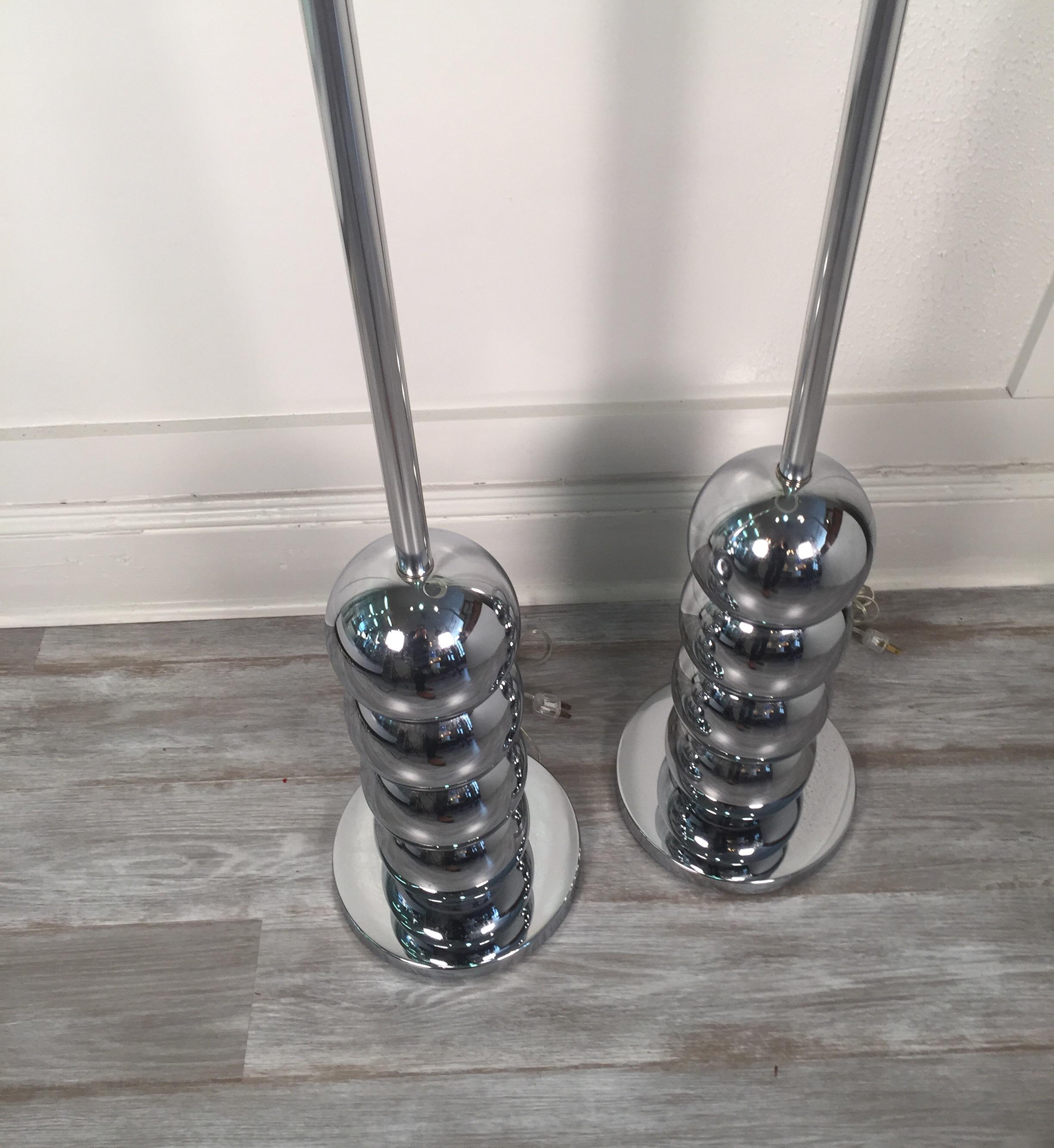 Chrome Stacked Ball Floor Lamps in the Manner of George Kovacs, a Pair 2