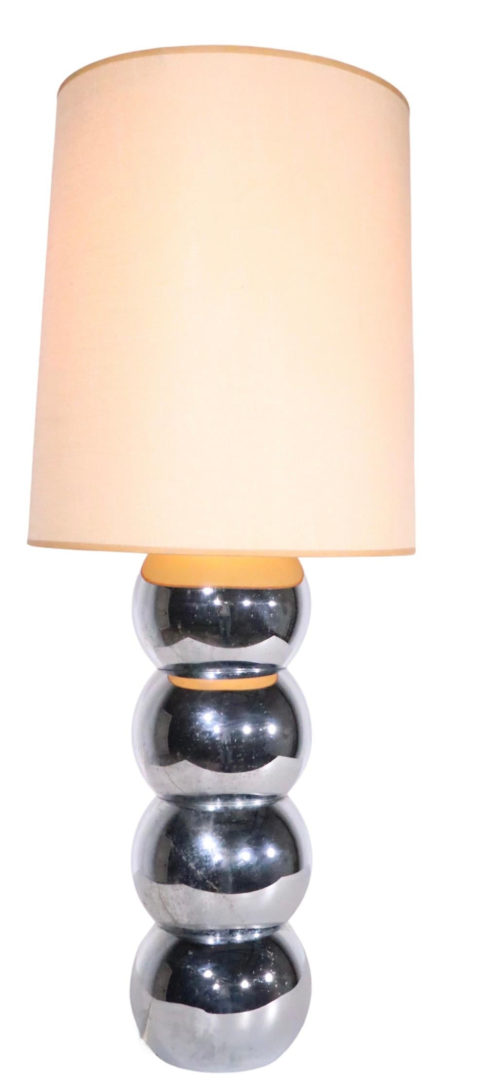 American  Chrome Stacked Ball Table Lamp c. 1970's  For Sale
