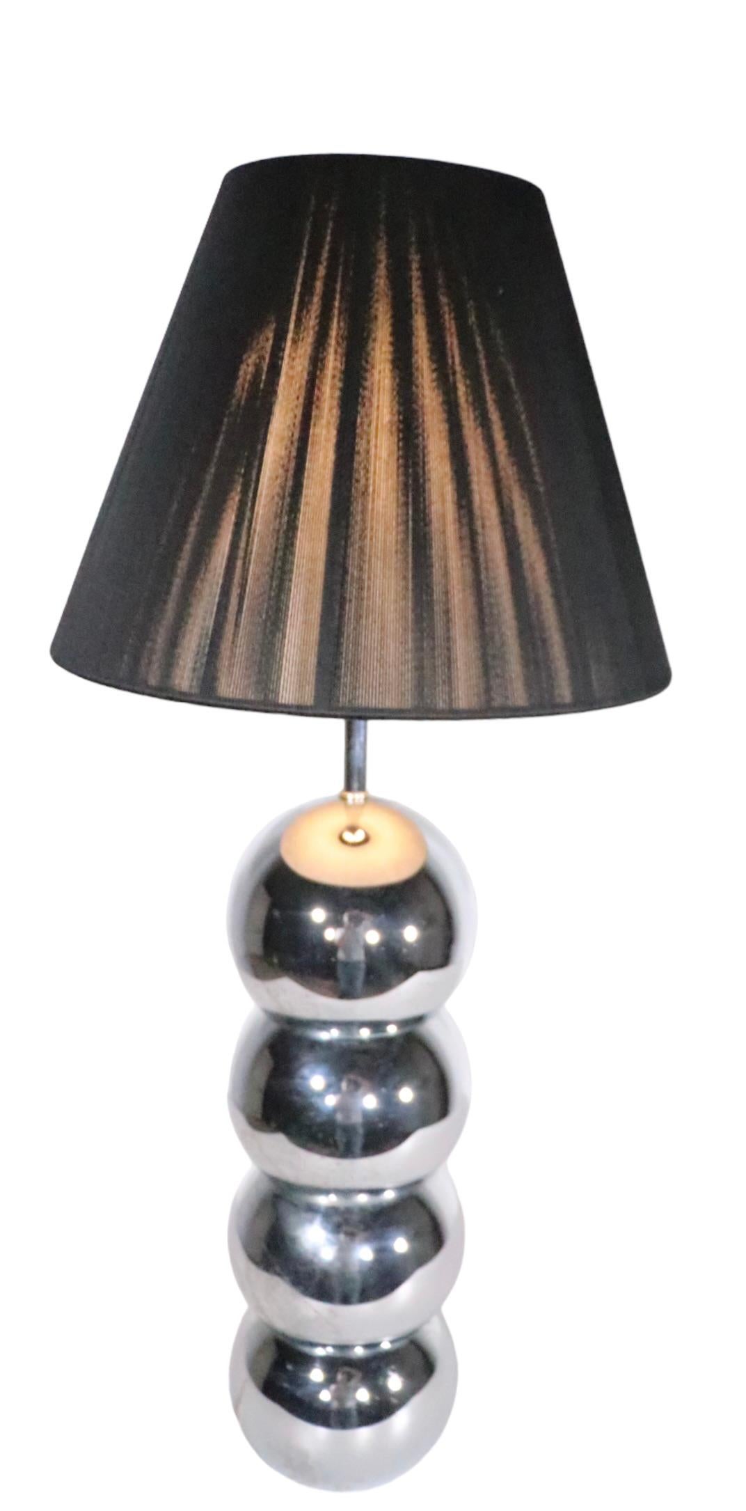 20th Century  Chrome Stacked Ball Table Lamp c. 1970's  For Sale