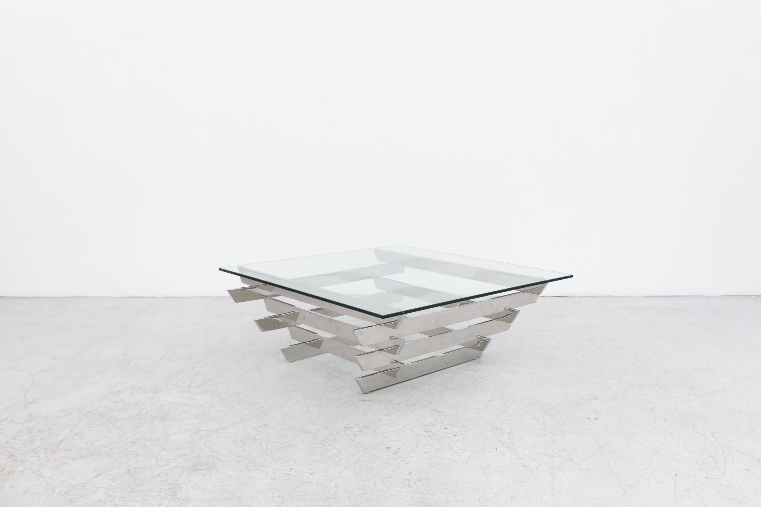 Chrome Stacked Coffee Table by Paul Mayen for Habitat In Good Condition In Los Angeles, CA