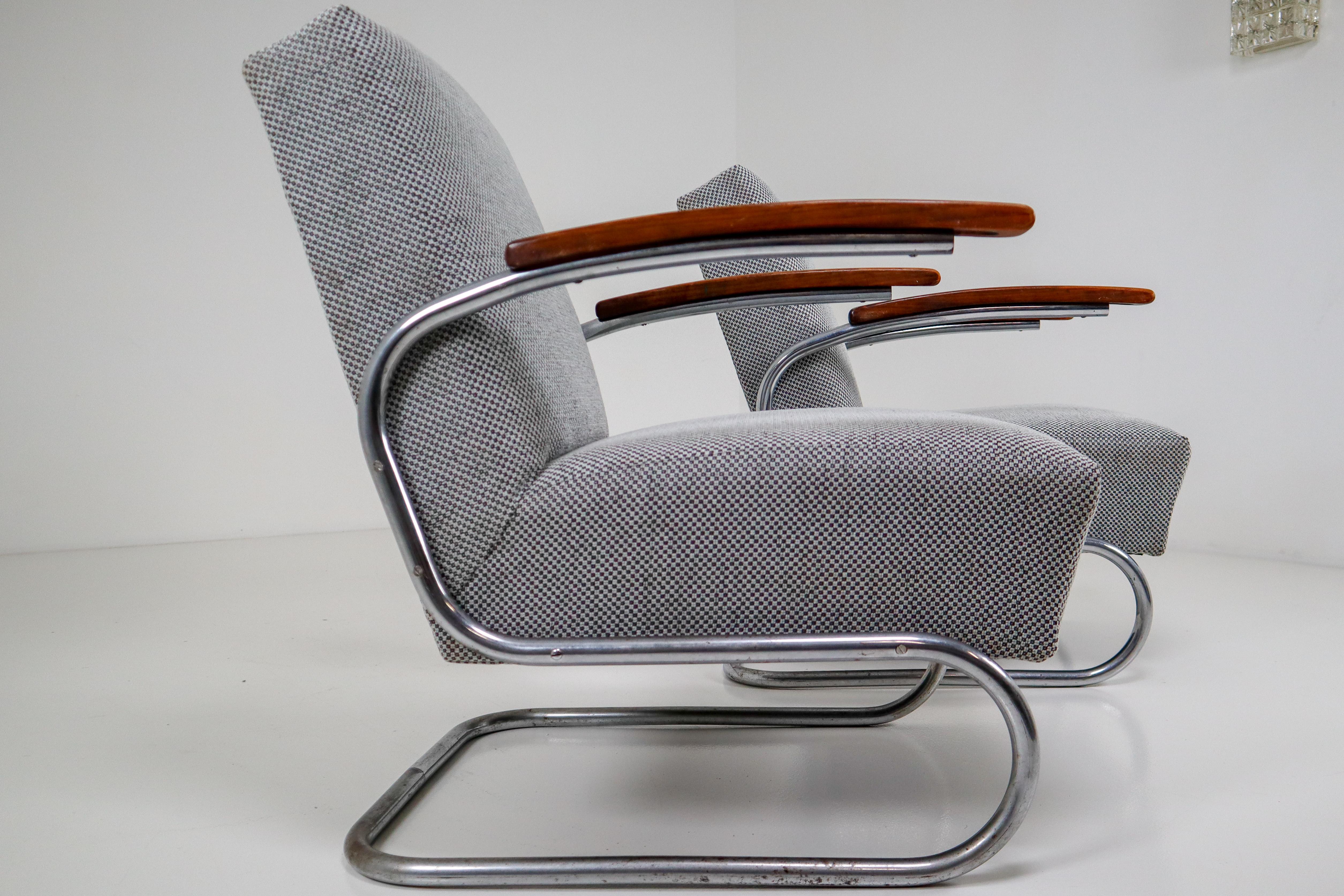 Chrome Steel Armchair by Thonet circa 1930s Midcentury Bauhaus Period 3