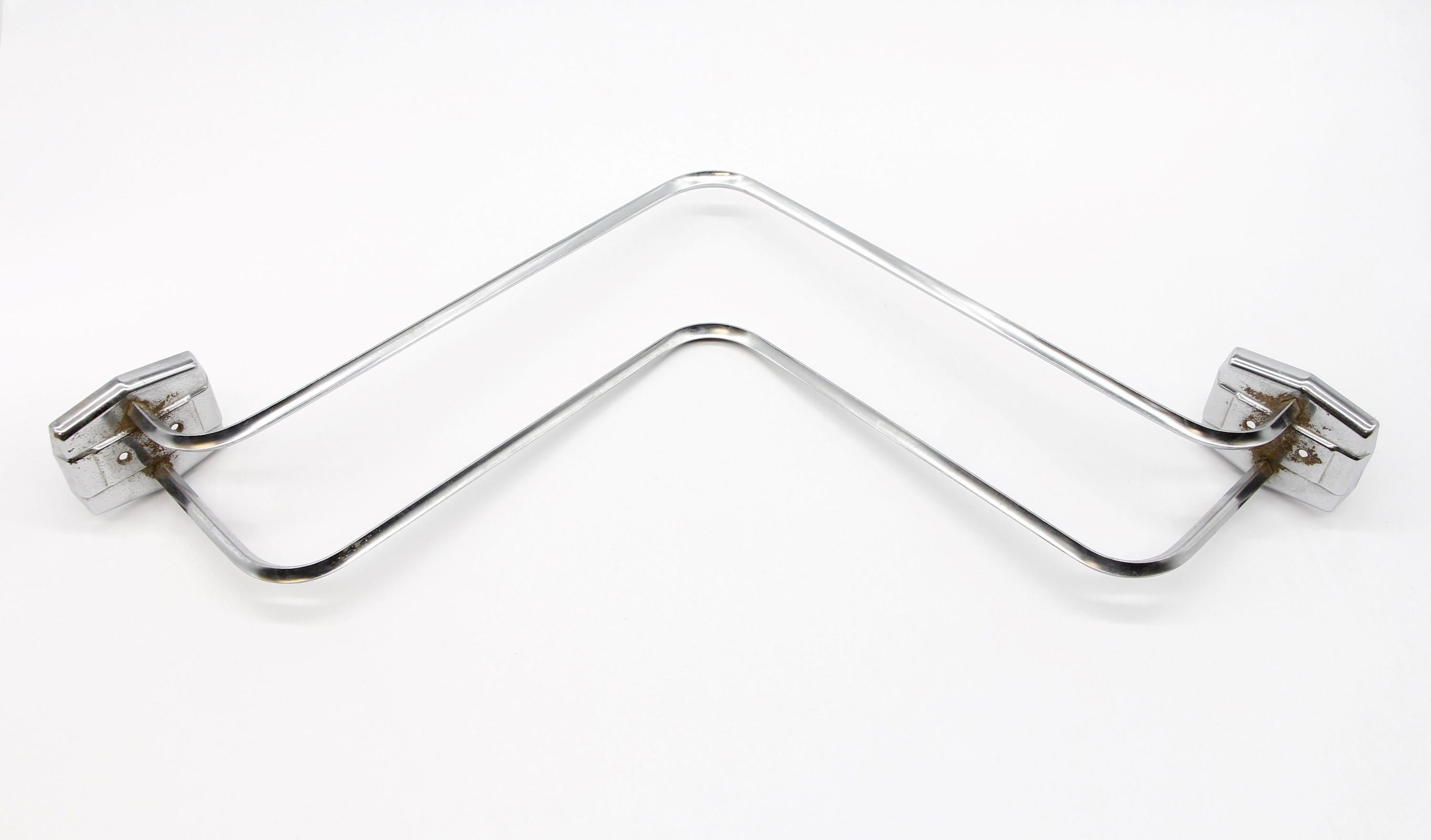 Chrome Steel Corner Angled Surface Mount Towel Bar In Good Condition In New York, NY