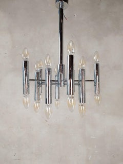 Chrome Steel Hanging Lamp by Gaetano Sciolari for Boulanger, 1960s