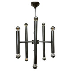 Chrome steel pendant lamp by Gaetano Sciolari for Boulanger, 1960s