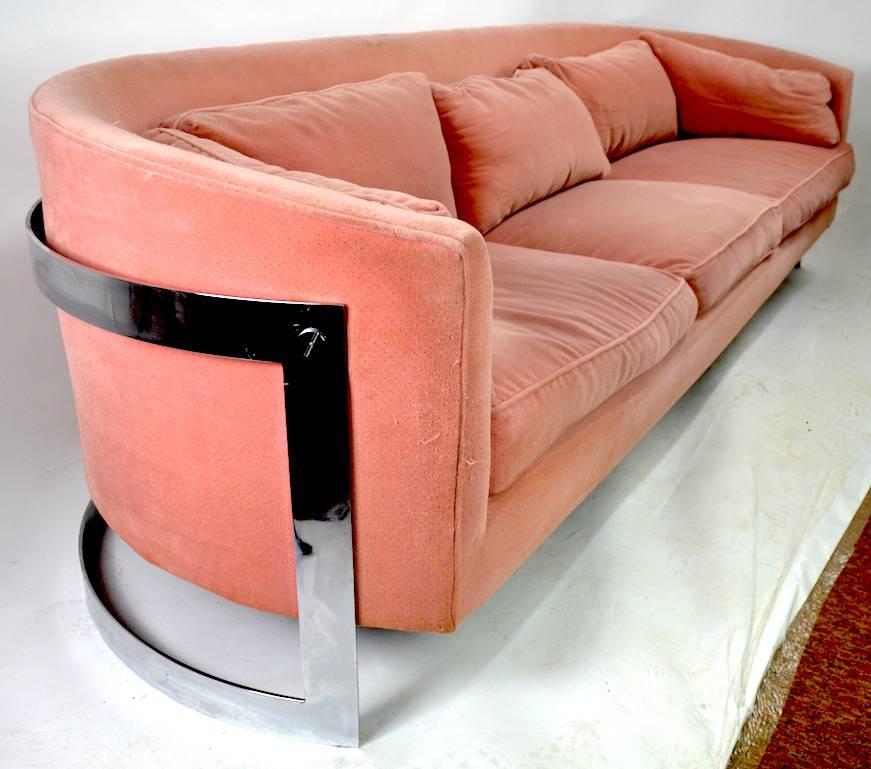 American Chrome Strap Sofa Attributed to Milo Baughman