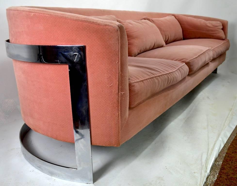 Chrome Strap Sofa Attributed to Milo Baughman 3