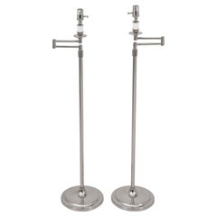 Swing-Arm-Stehlampen aus Chrom, Paar
