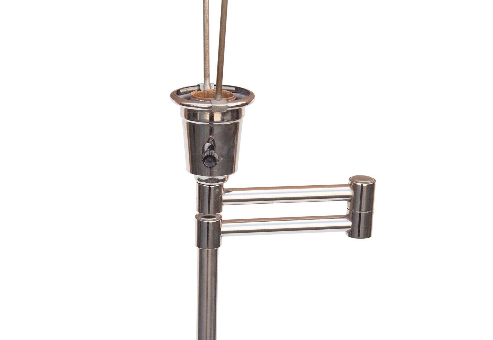 Chrome Swing Arm Tulip Floor Lamp by Laurel Lamp Co. In Good Condition In Grand Rapids, MI