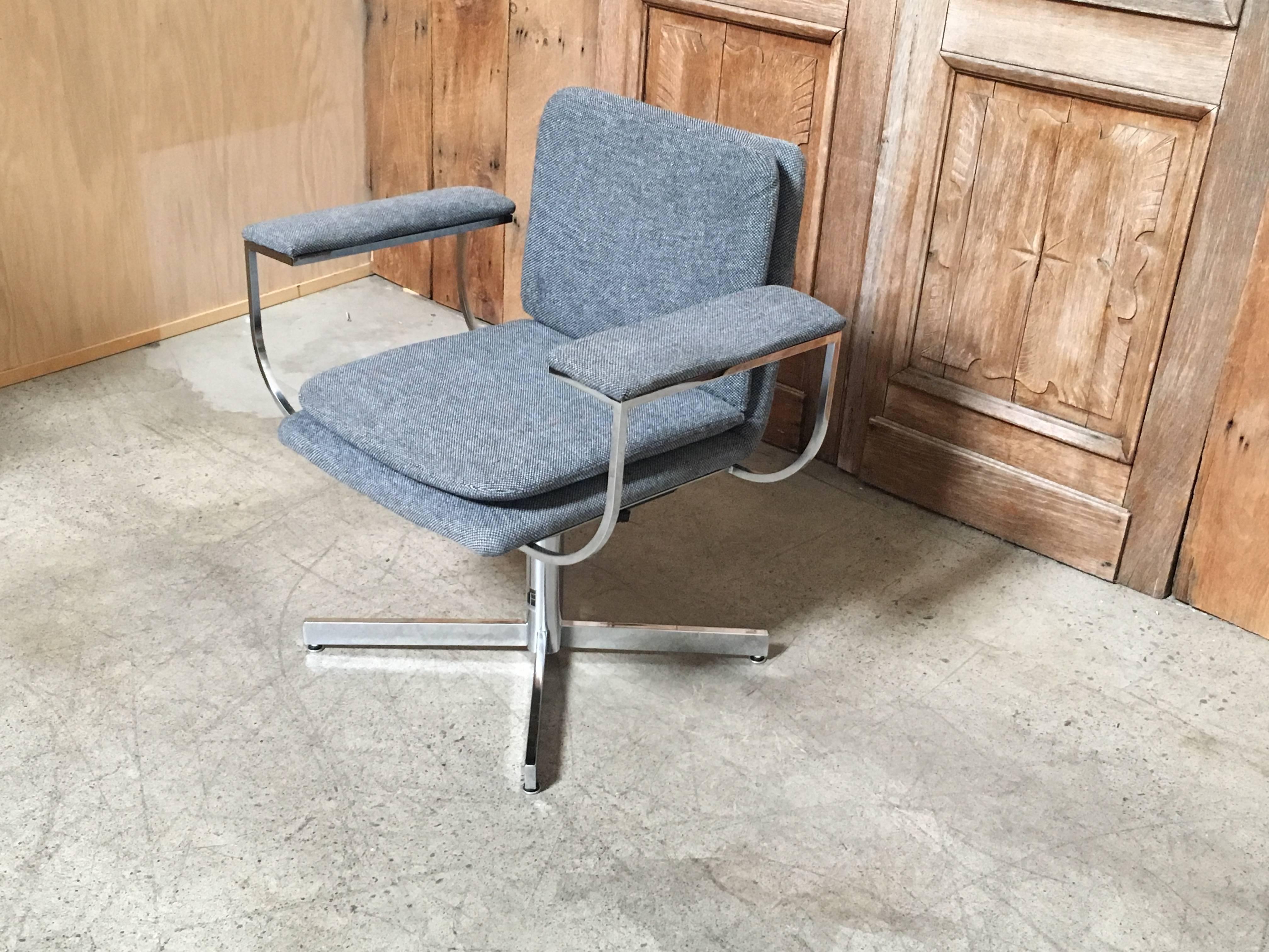 Mid-Century Modern Chrome Swivel Desk Chair by Fortress
