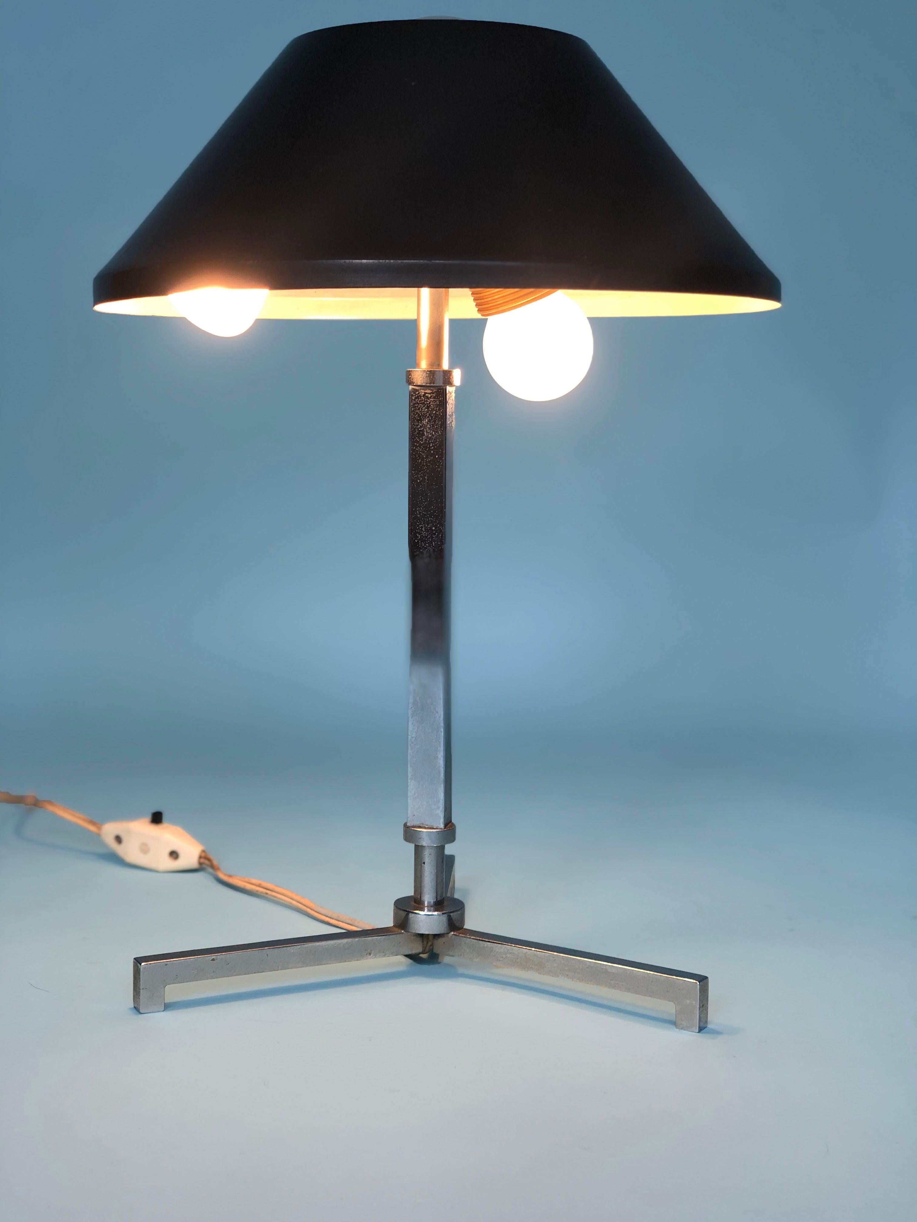 Mid-Century Modern Chrome Table Lamp By Jo Hammerborg for Fog & Mørup Denmark 1960s