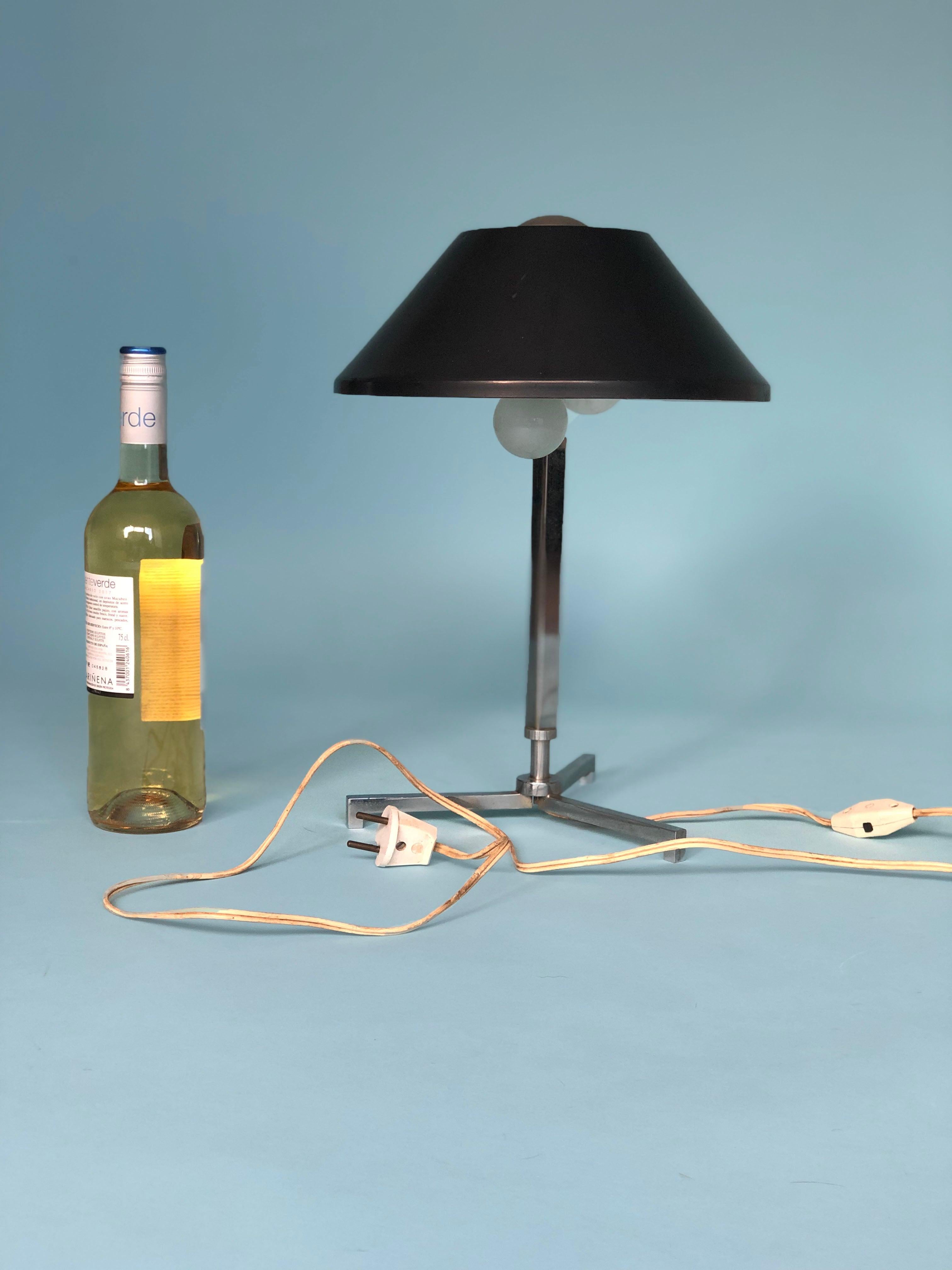 Danish Chrome Table Lamp by Jo Hammerborg for Fog & Mørup, Denmark, 1960s