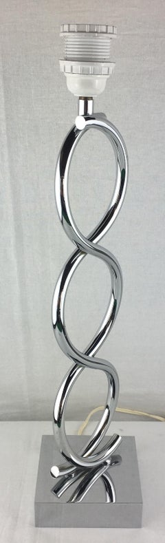 Chrome Table Lamp, Twisted Design, 20th Century, France, Modern Style