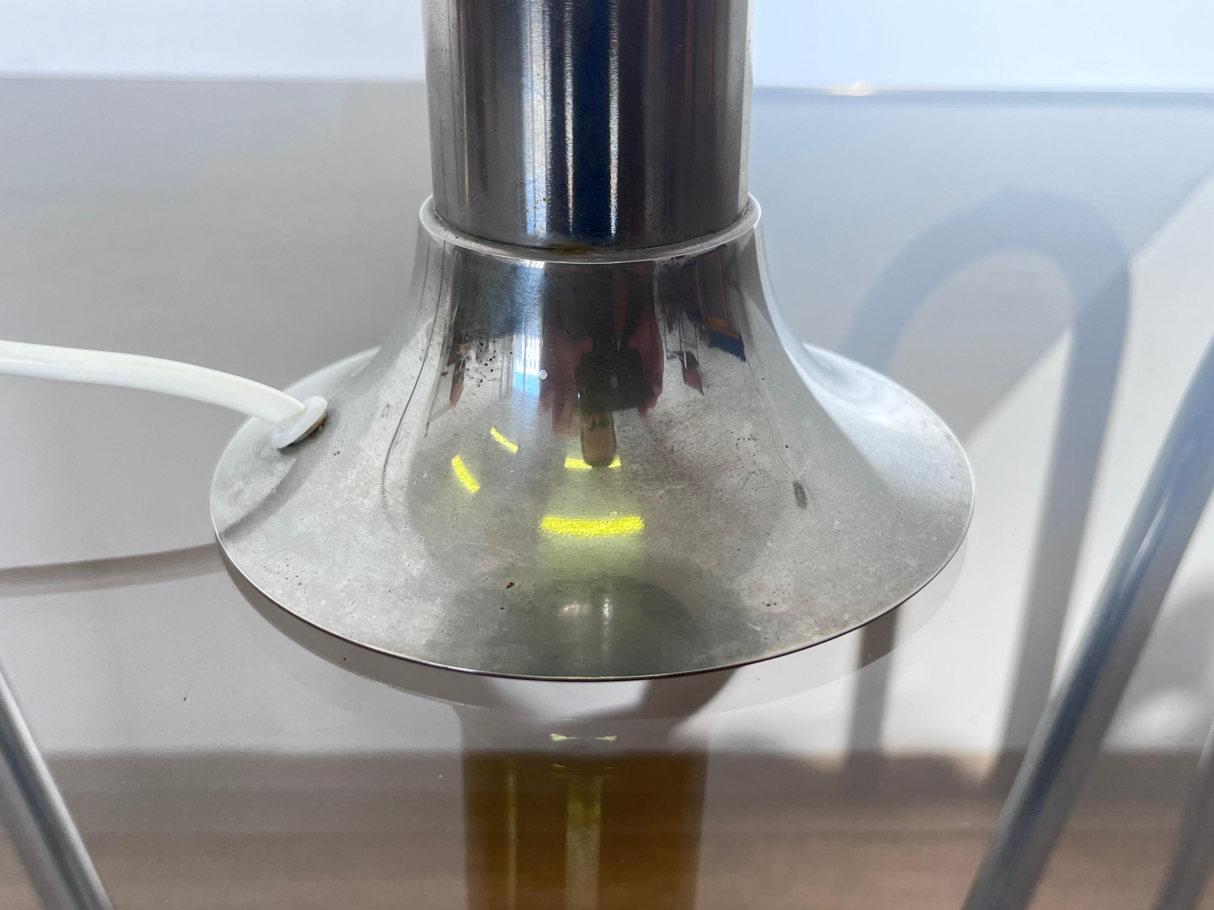 Milk Glass Chrome Table Lamp / Germany, 1970's For Sale
