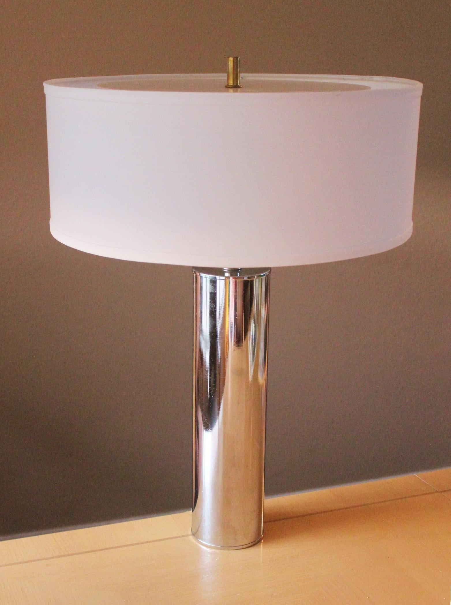 Mid-Century Modern Chrome Table Lamp Style of Karl Springer, Circa 1960s MCM Atomic Studio Decor For Sale
