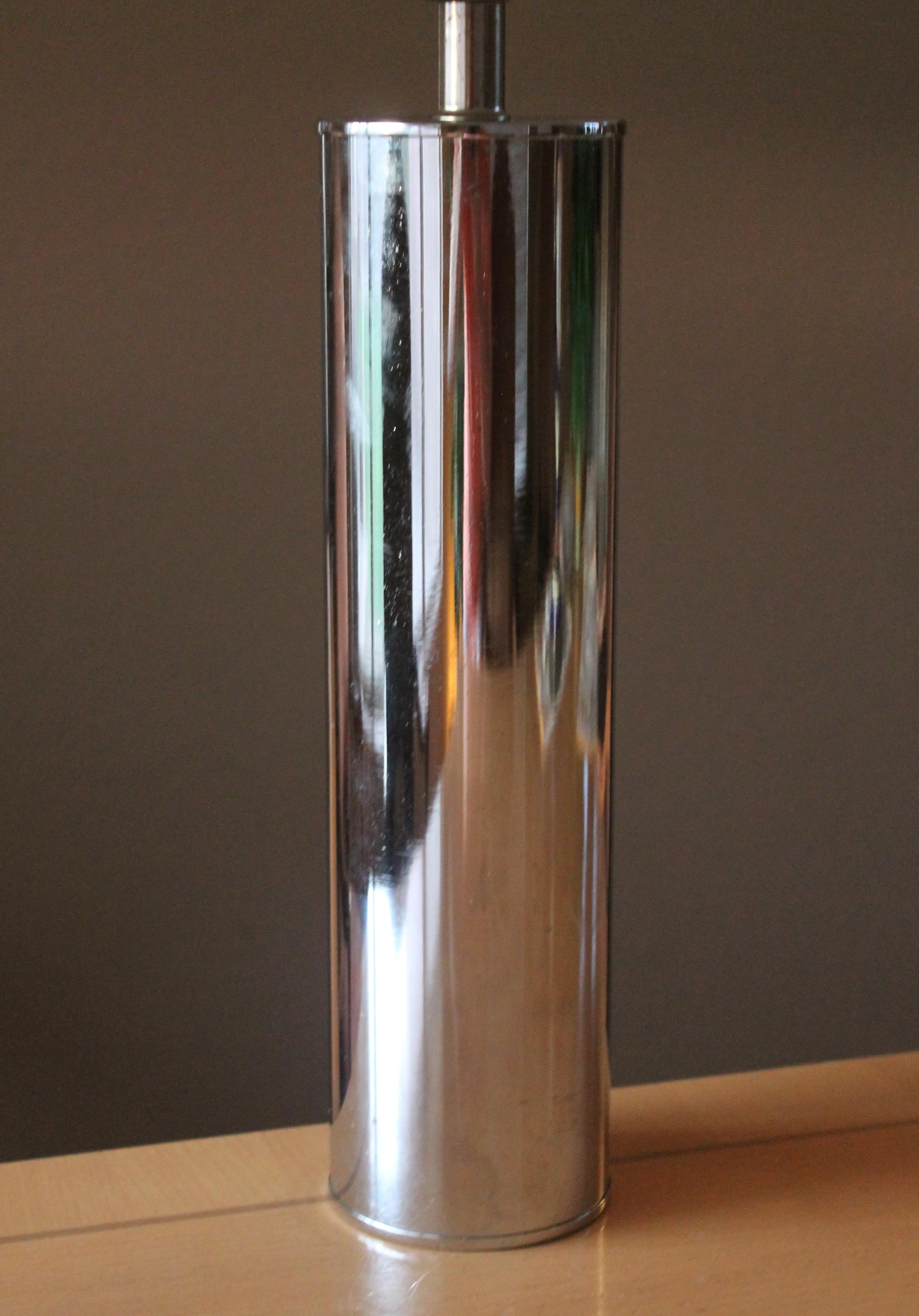 American Chrome Table Lamp Style of Karl Springer, Circa 1960s MCM Atomic Studio Decor For Sale