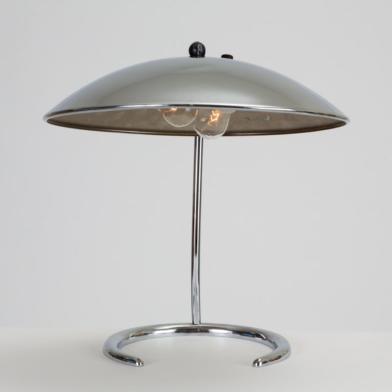 Chrome Table Lamp with Saucer Shade by Lightolier at 1stDibs