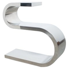 Chrome Table S-shaped Steel Console or Side Table, Italy, 1980