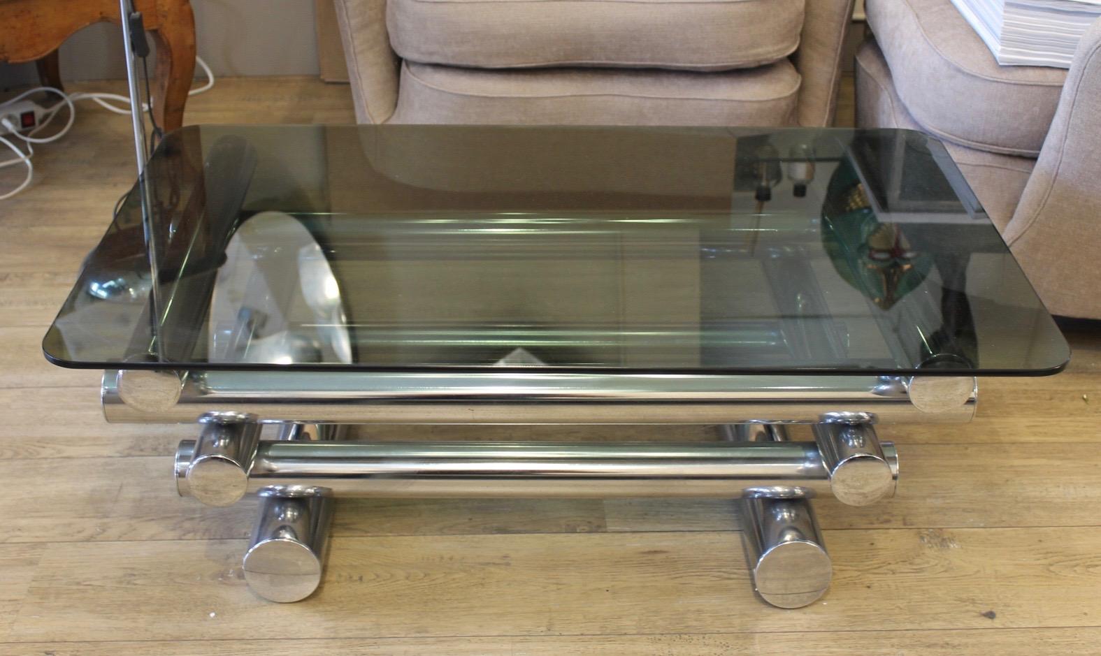 Mid-Century Modern Chrome Table, Tubular, Italy 1970 For Sale