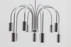 Chrome Ten-Arms Chandelier, Italy, 1970s