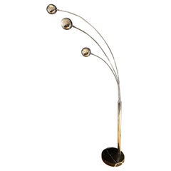 Chrome Three Finger 80s Arc Floor Lamp, 1970s