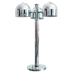 Chrome Three-Light Mushroom Table Lamp, Space Age, 3 Modes 1970s