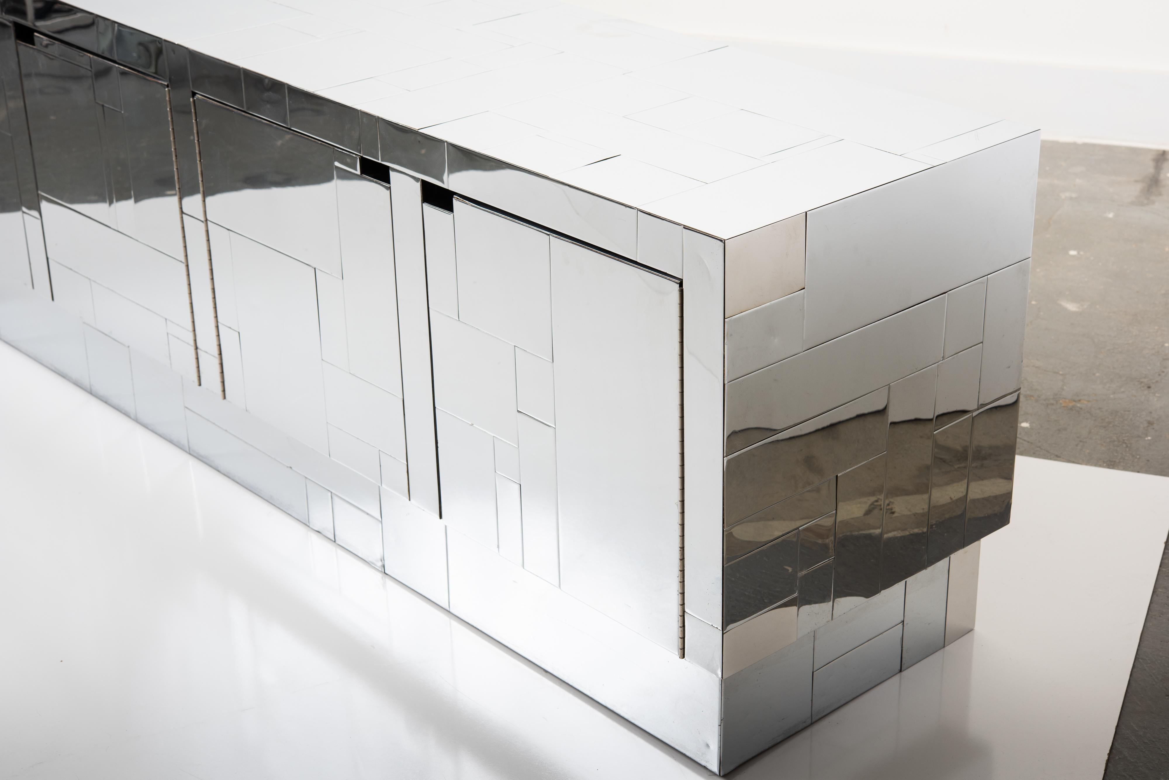 Chrome Tile Paul Evans Directional Cityscape Style Credenza, circa 1970s 4
