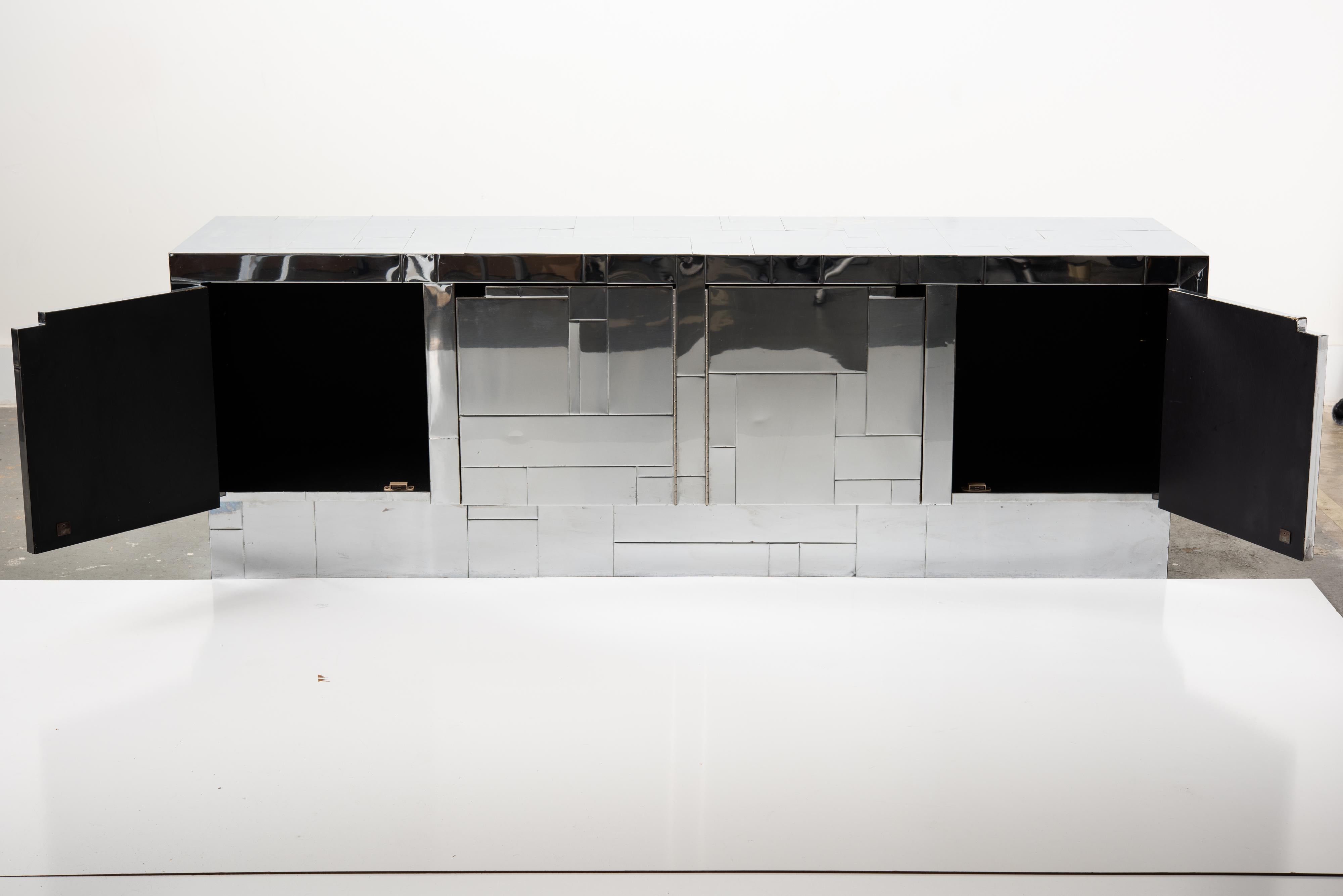 Chrome Tile Paul Evans Directional Cityscape Style Credenza, circa 1970s In Good Condition In Los Angeles, CA