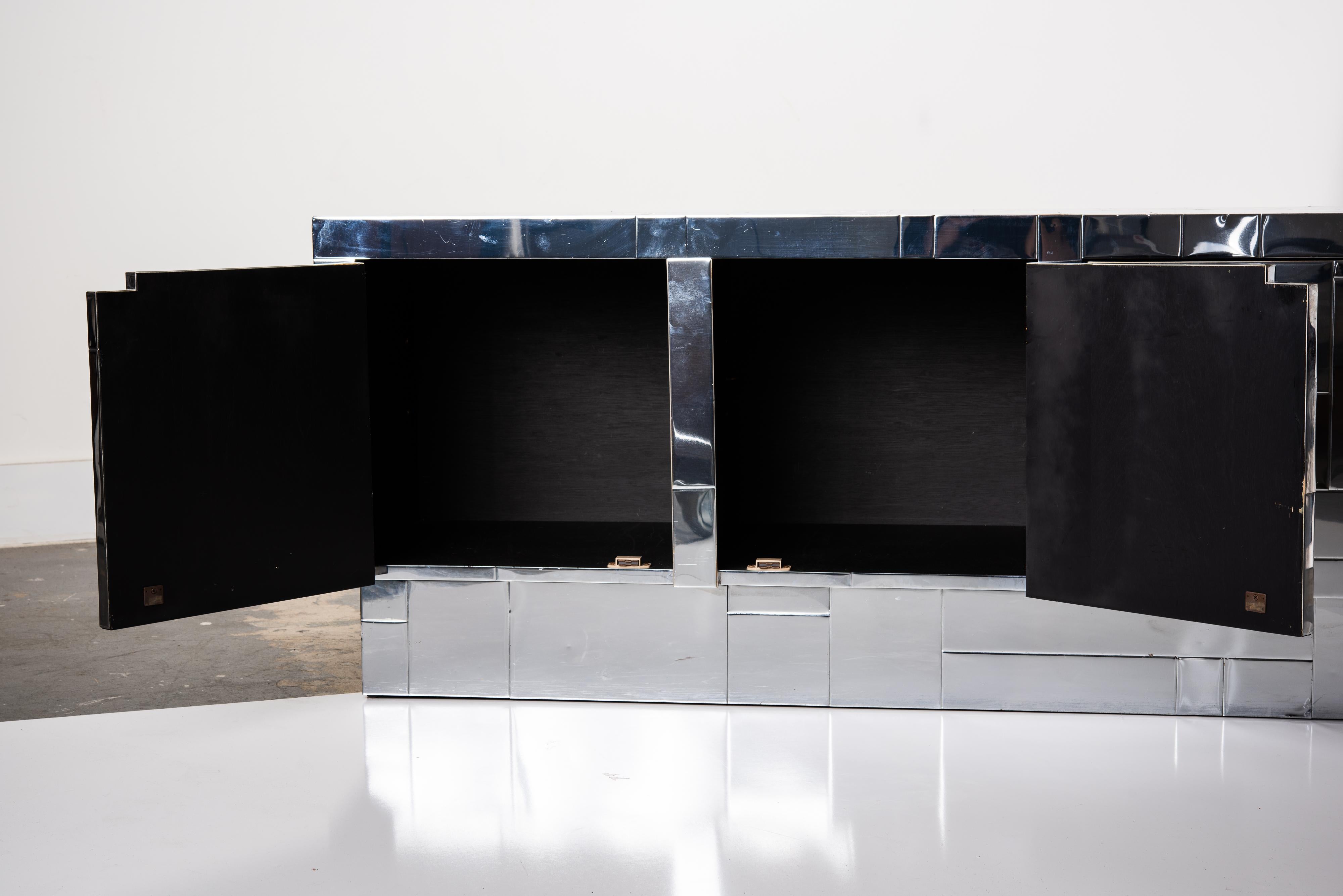 Chrome Tile Paul Evans Directional Cityscape Style Credenza, circa 1970s 1
