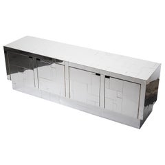 Chrome Tile Paul Evans Directional Cityscape Style Credenza, circa 1970s