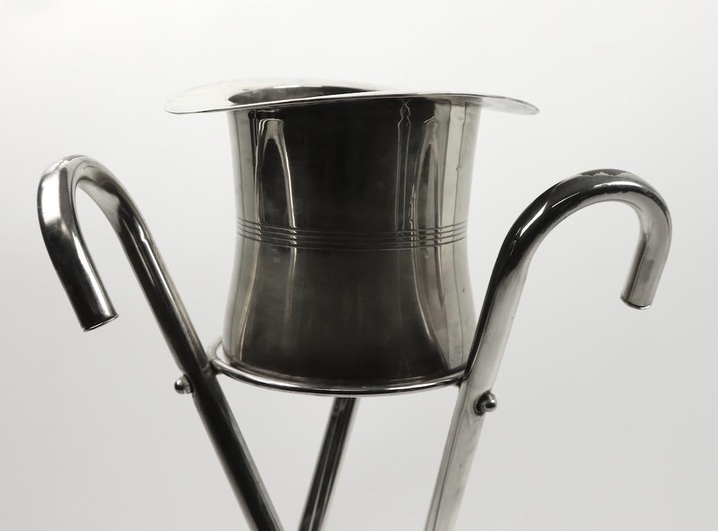 Chrome Top Hat Champagne, Ice Bucket on Cane Stand 4