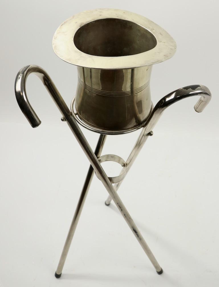Chrome Top Hat Champagne, Ice Bucket on Cane Stand 5