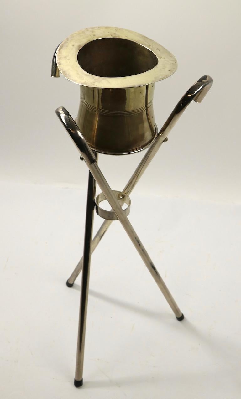 American Chrome Top Hat Champagne, Ice Bucket on Cane Stand