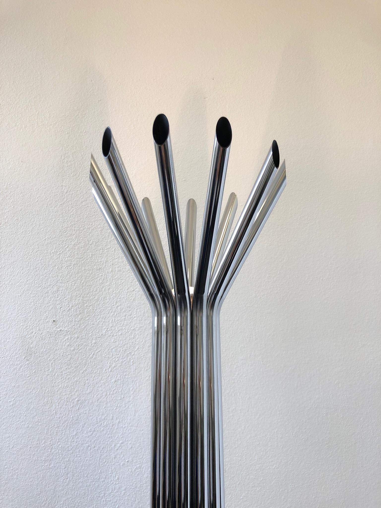 Modern Chrome Torchiere Floor Lamp by George Kovacs For Sale